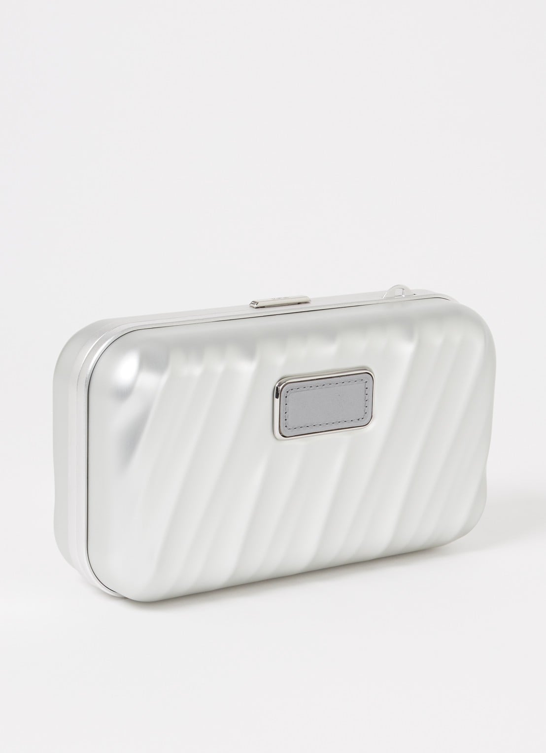 TUMI 19 Degree Aluminium clutch met afneembare schouderriem - achterkant 4 zilver