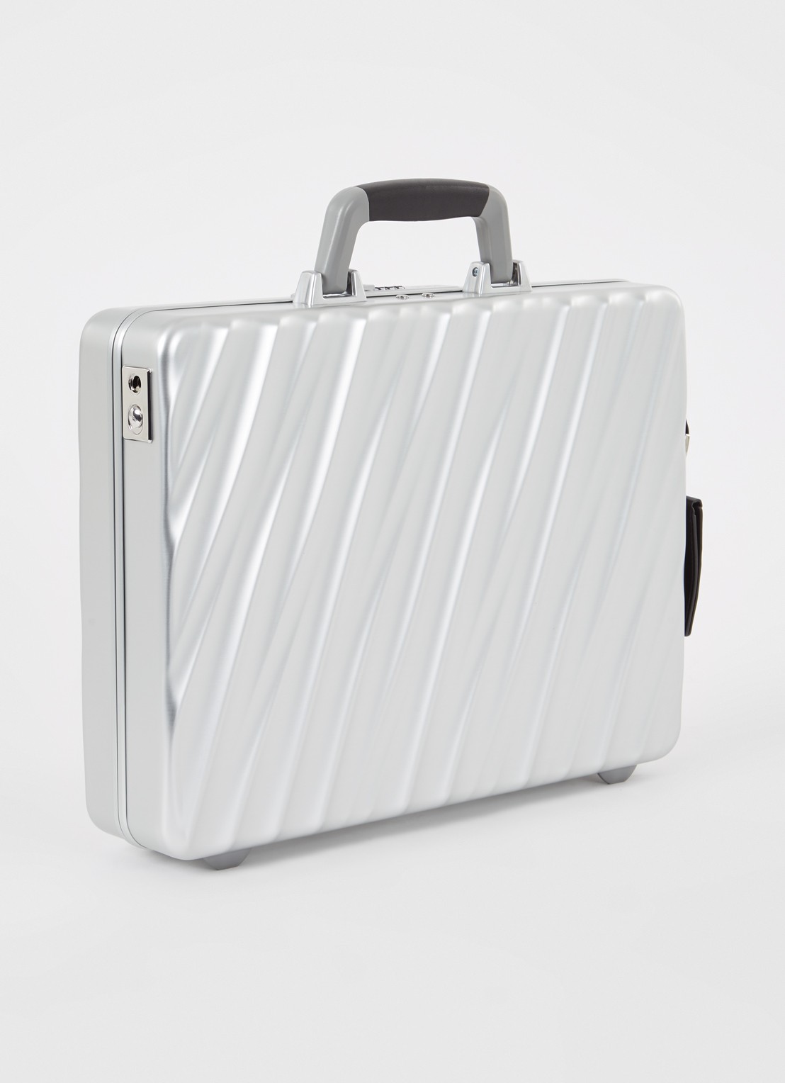 TUMI 19 Degree businesstas van aluminium met afneembare schouderriem - achterkant 2 zilver