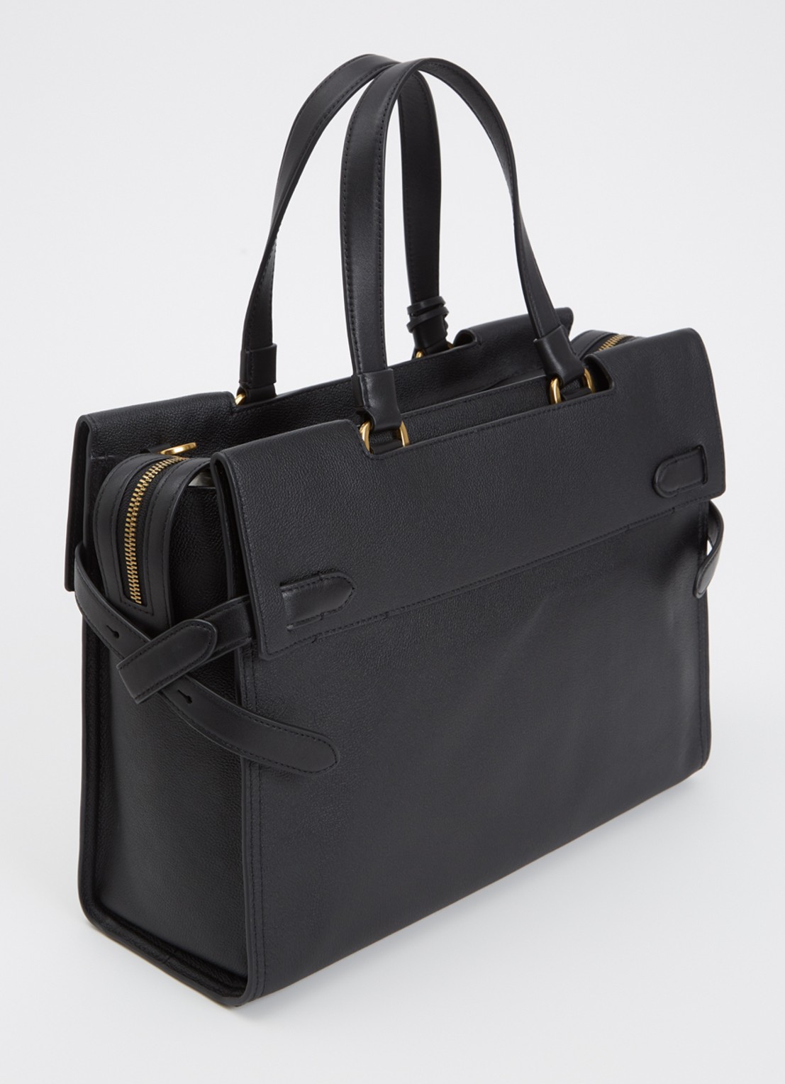 TUMI Agent Medium businesstas van leer met 13 inch laptopvak - unisex - achterkant 3 zwart