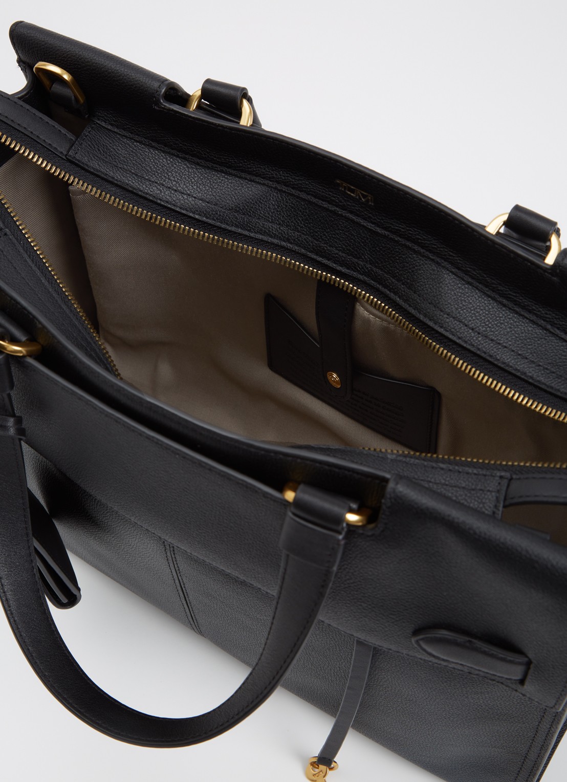 TUMI Agent Medium businesstas van leer met 13 inch laptopvak - unisex - detail 5 zwart