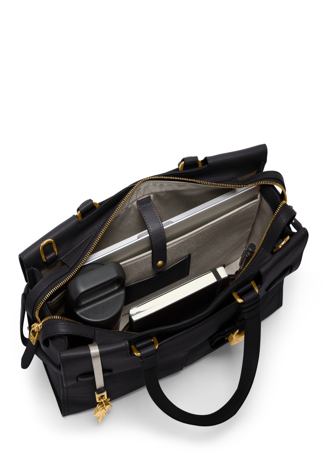 TUMI Agent Medium businesstas van leer met 13 inch laptopvak - unisex - voorkant 2 zwart