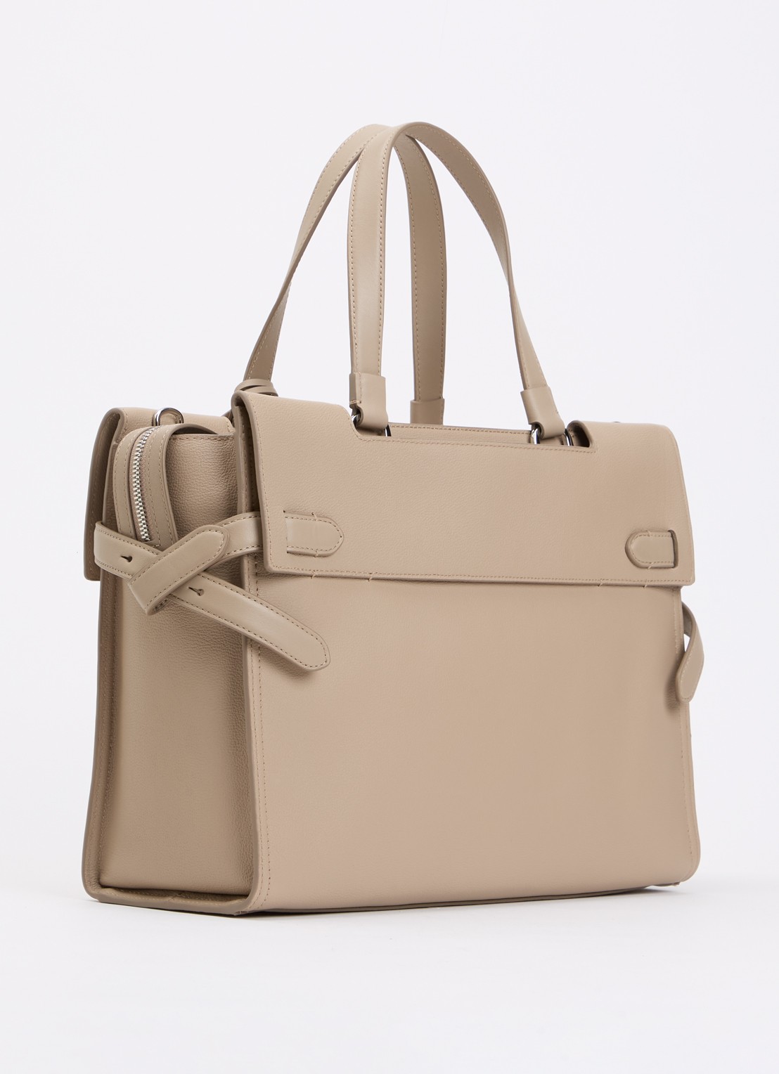TUMI Agent Medium businesstas van leer met 13 inch laptopvak - unisex - achterkant 7 beige