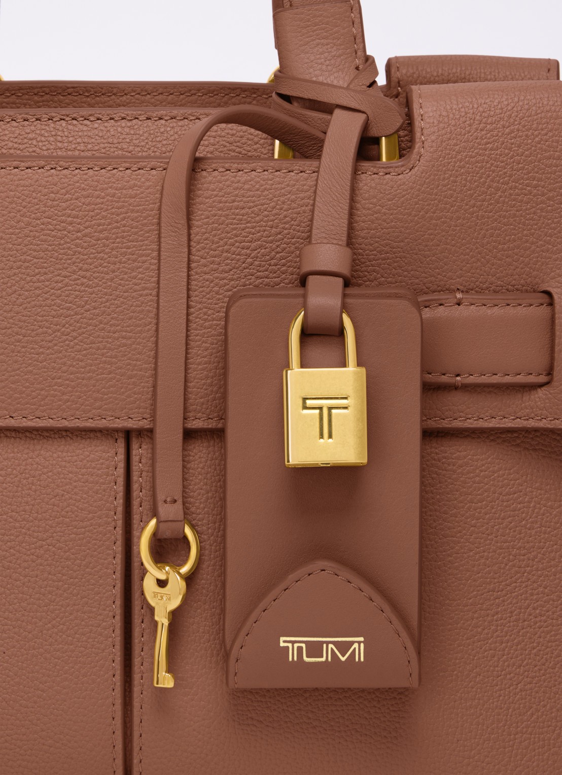 TUMI Agent Small handtas van leer - detail 4 steenrood