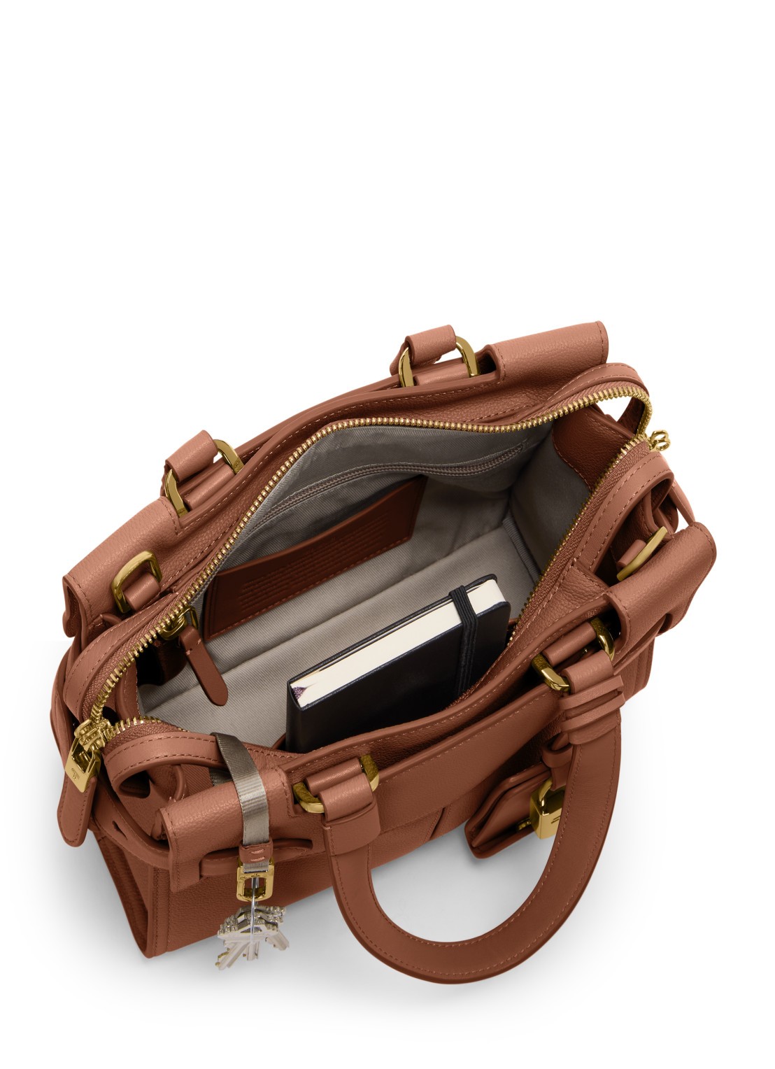 TUMI Agent Small handtas van leer - voorkant 3 steenrood