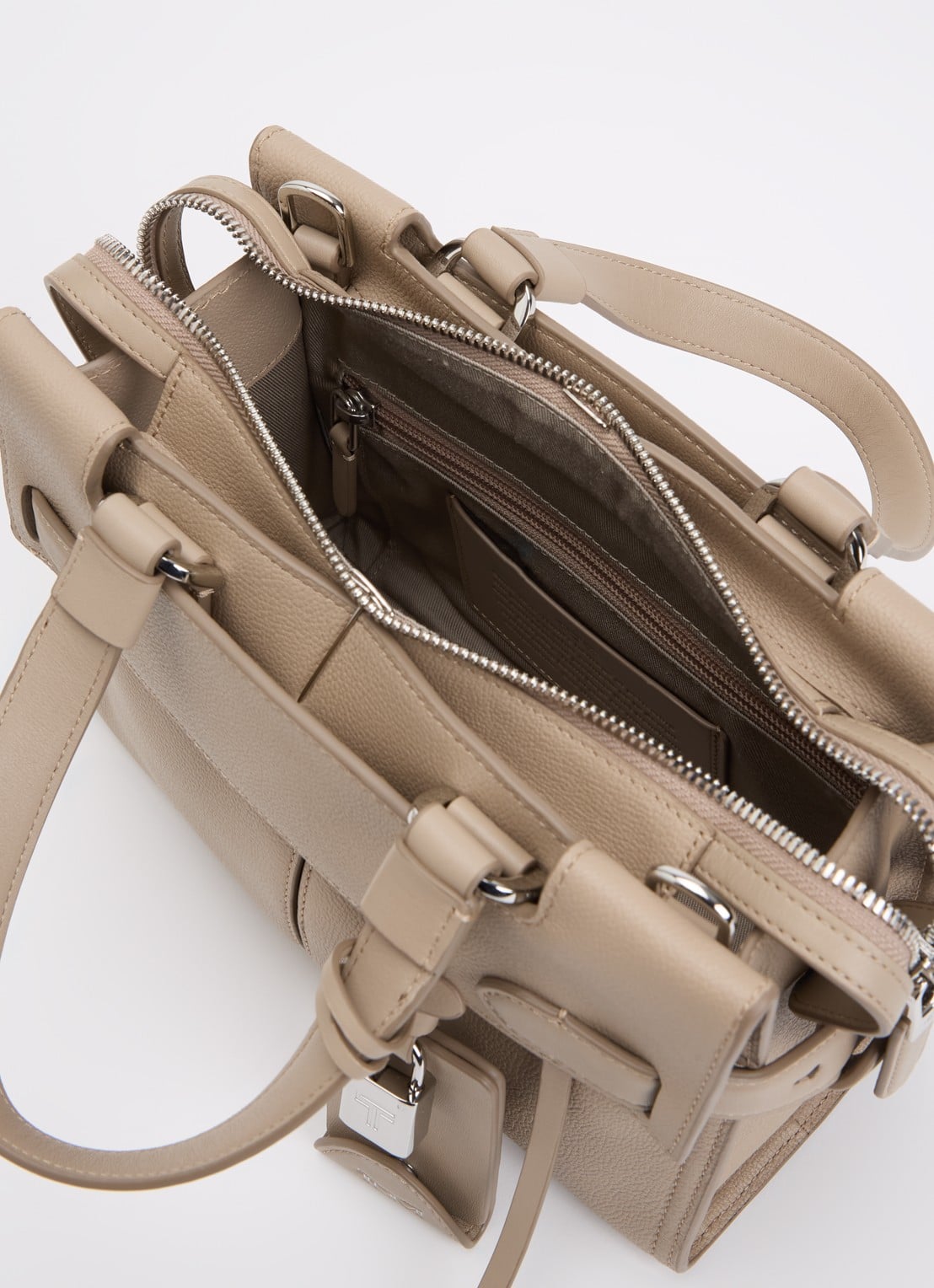TUMI Agent Small handtas van leer - detail 5 beige