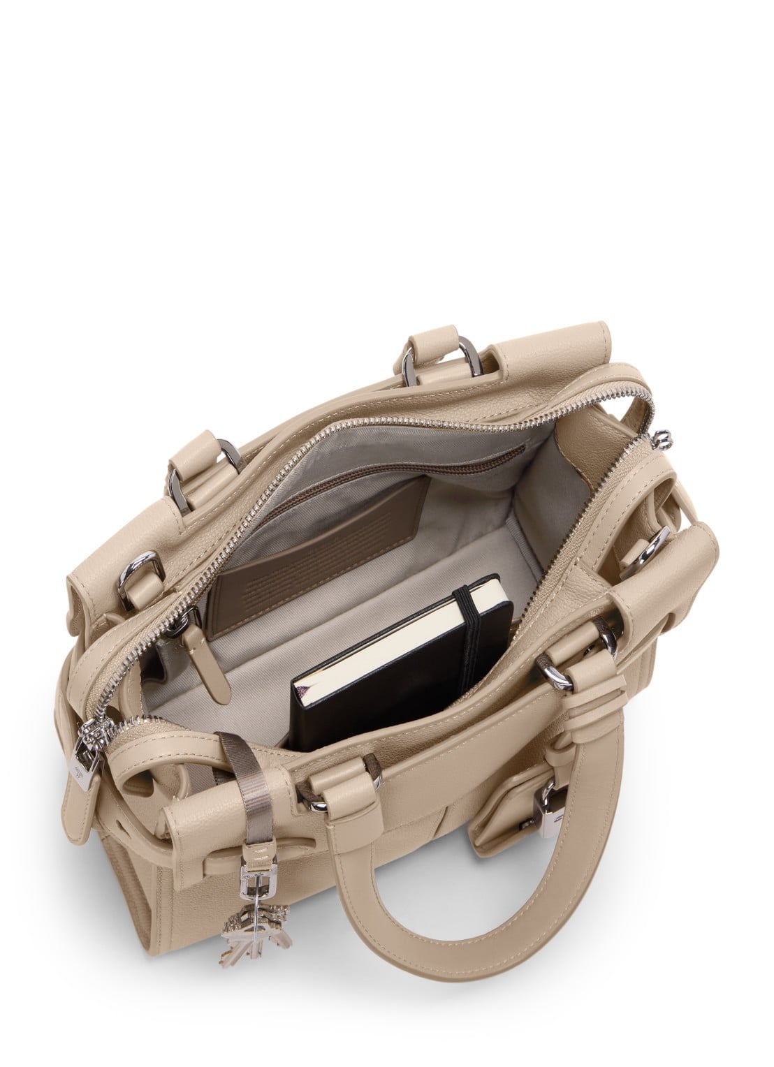 TUMI Agent Small handtas van leer - voorkant 2 beige