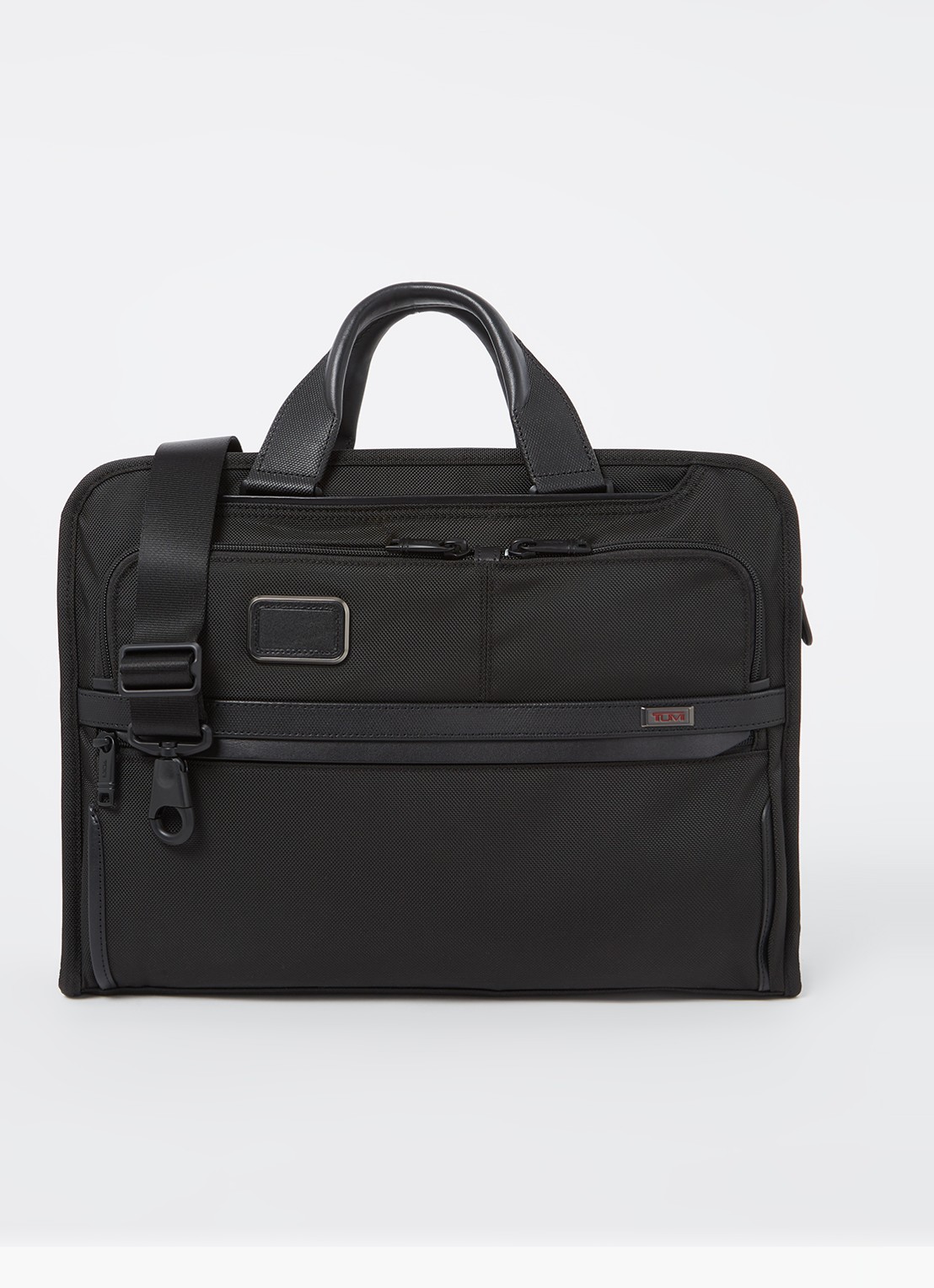 TUMI Alpha 3 Organizer Portfolio businesstas met leren details - voorkant 4 zwart