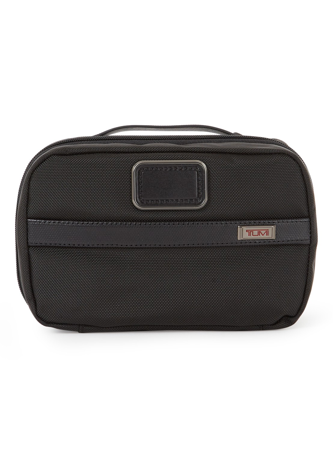 TUMI Alpha 3 Split toilettas met logo  - voorkant zwart