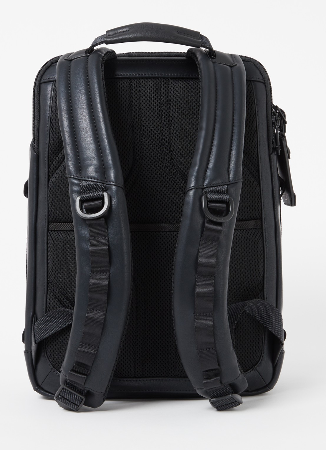 TUMI Alpha Bravo Dynamic rugzak van leer met 15 inch laptopvak  - achterkant zwart
