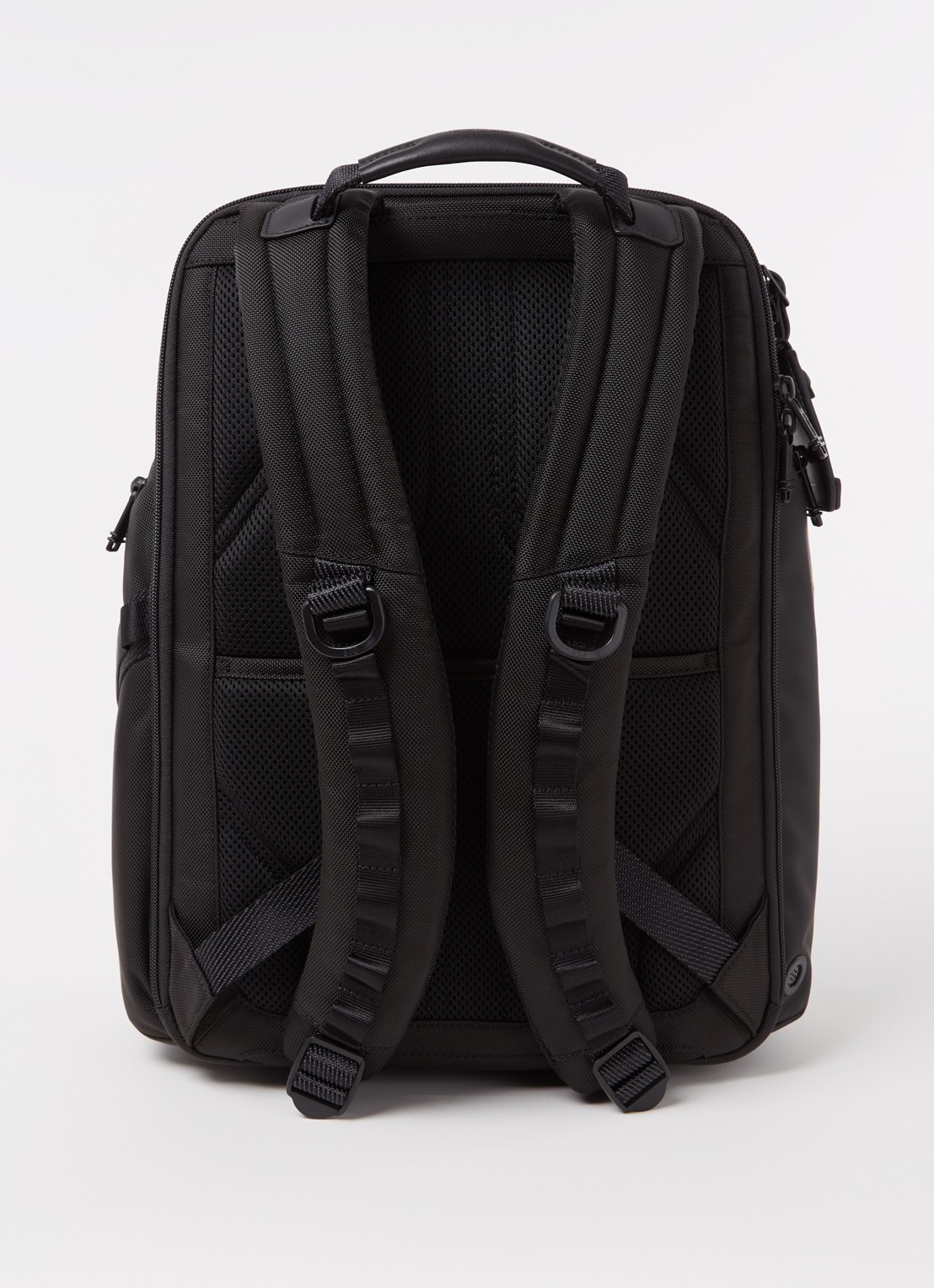 TUMI Alpha Bravo Search rugzak met leren details en 15 inch laptopvak - achterkant 3 zwart
