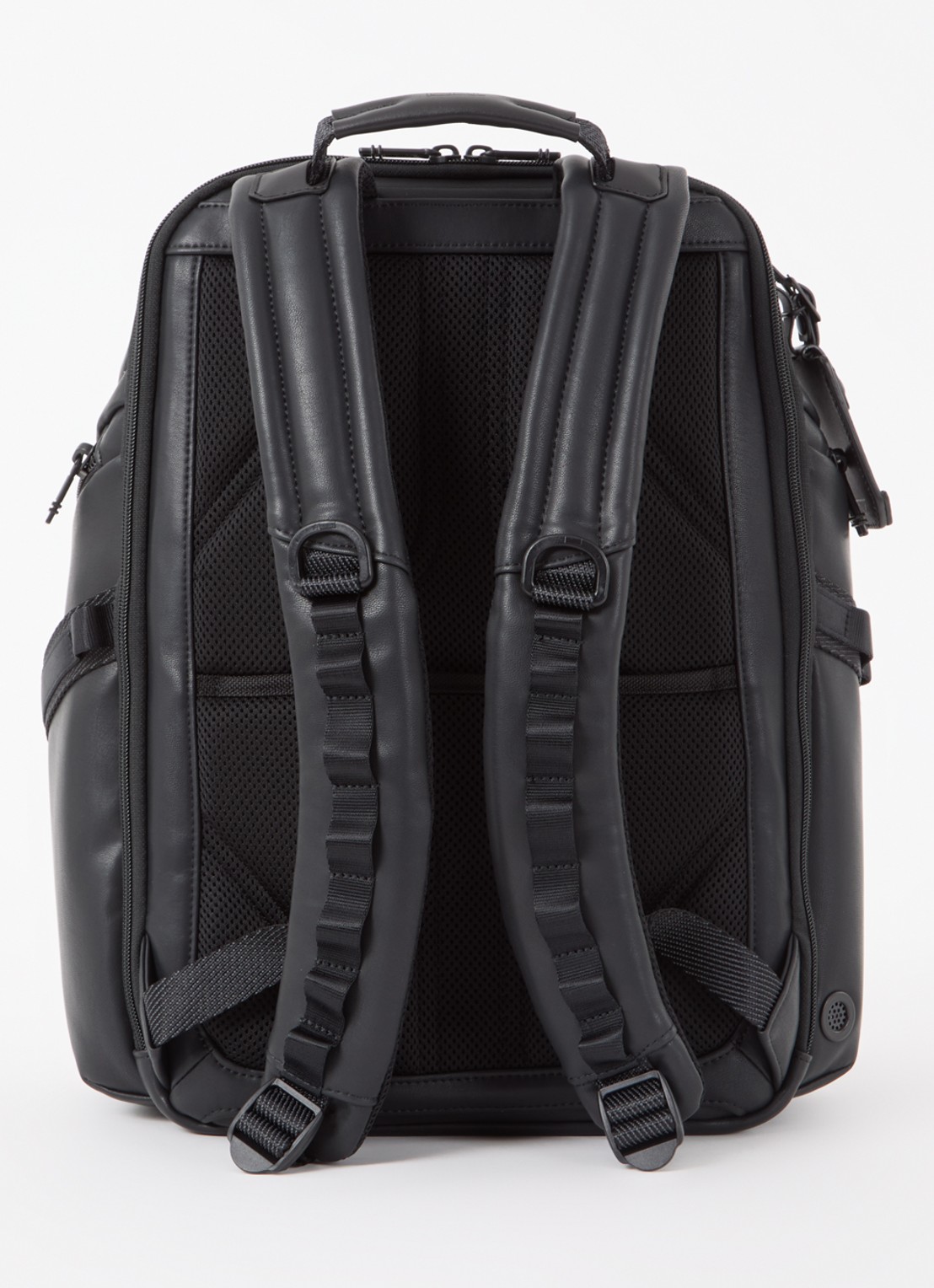 TUMI Alpha Bravo Search rugzak van leer met 16 inch laptopvak - achterkant zwart