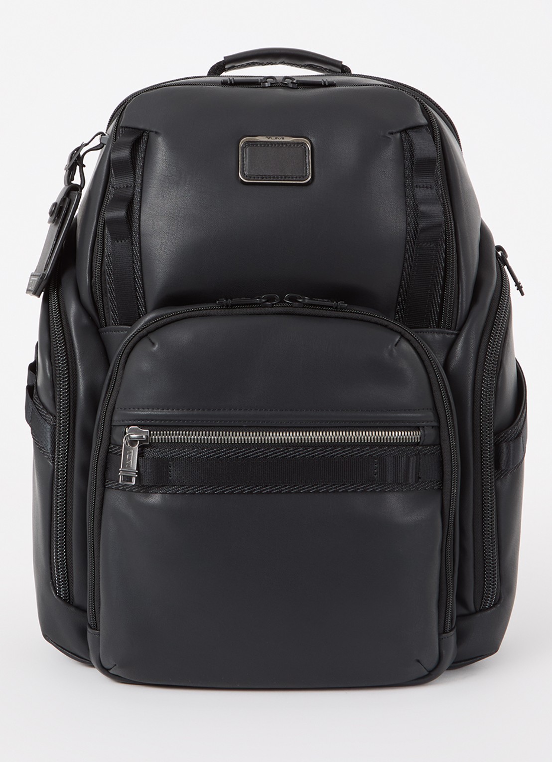 TUMI Alpha Bravo Search rugzak van leer met 16 inch laptopvak - voorkant 2 zwart