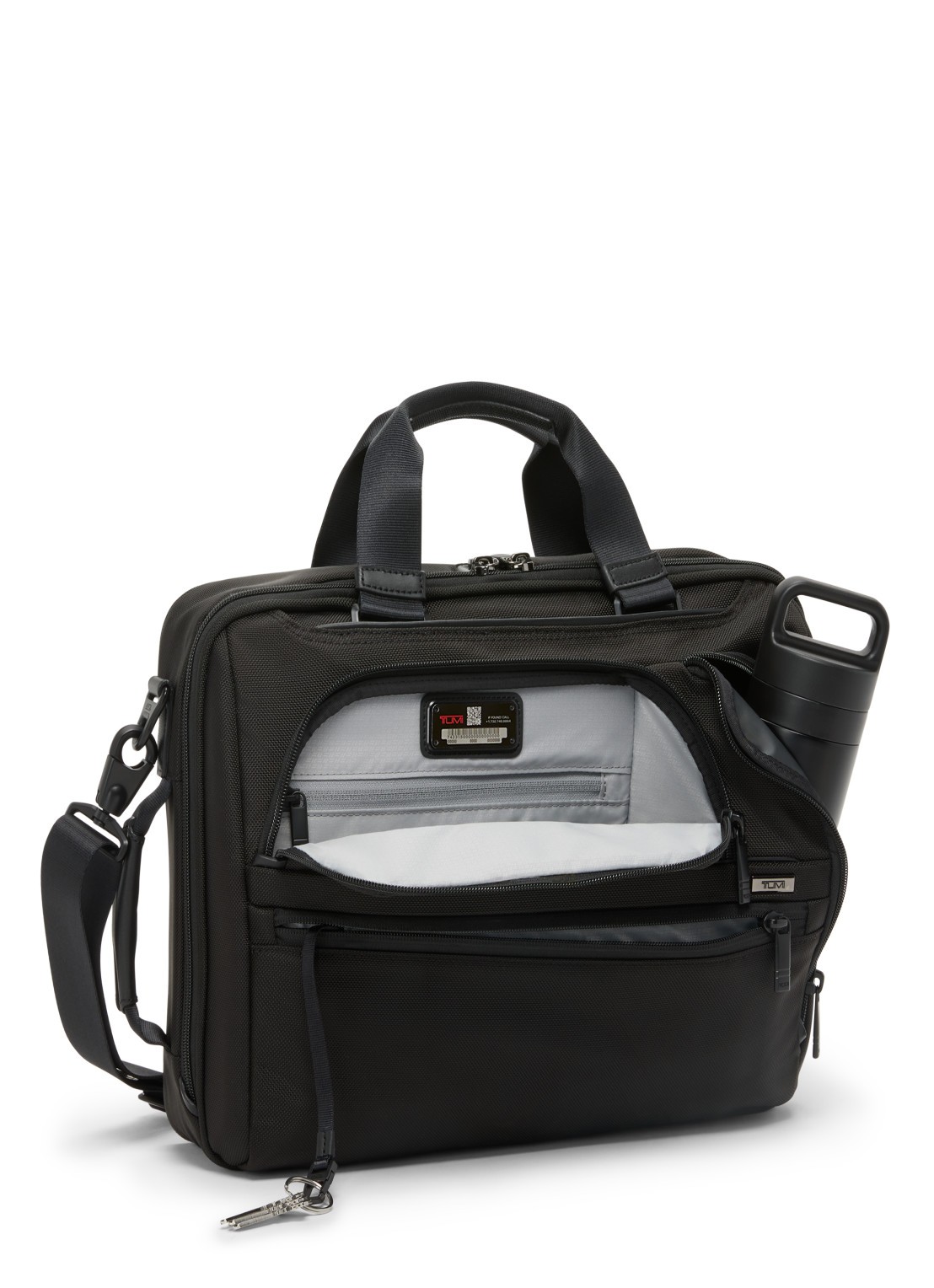 TUMI Alpha businesstas met leren details en afneembare schouderriem - achterkant 6 zwart