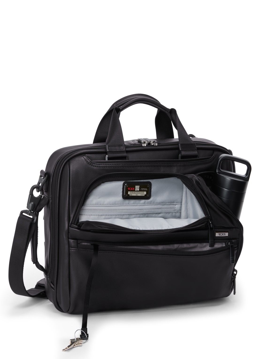 TUMI Alpha businesstas van leer - detail 2 zwart