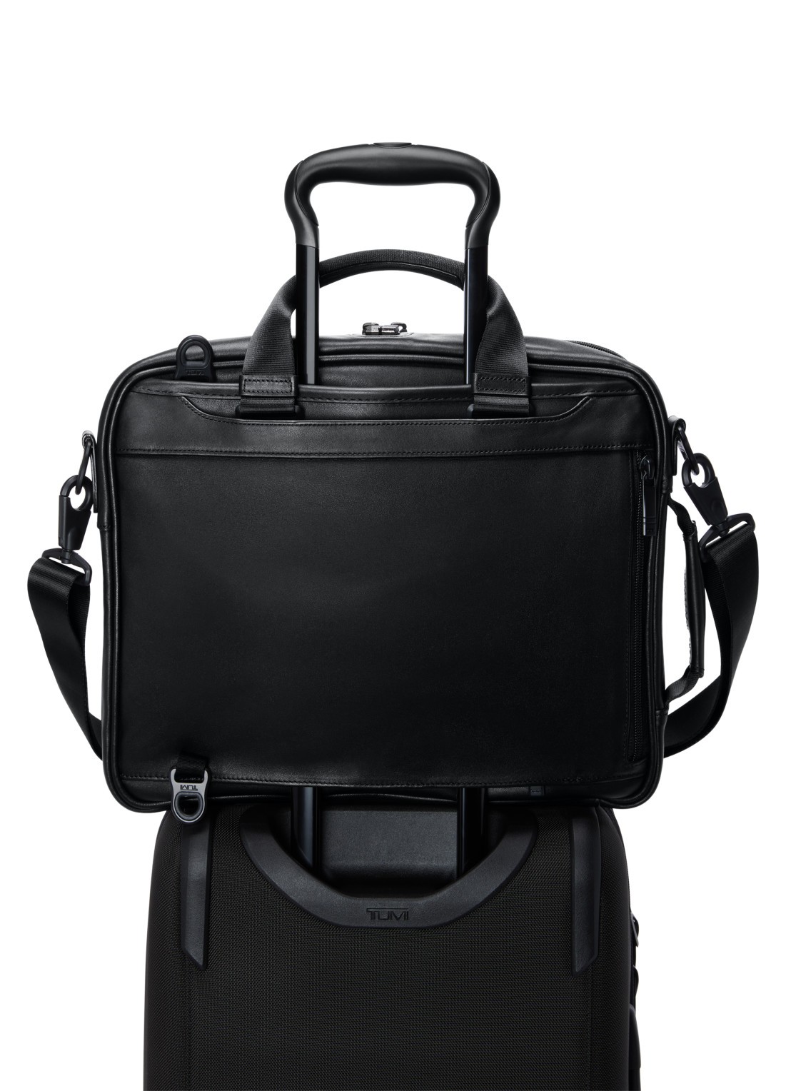 TUMI Alpha businesstas van leer - detail 3 zwart