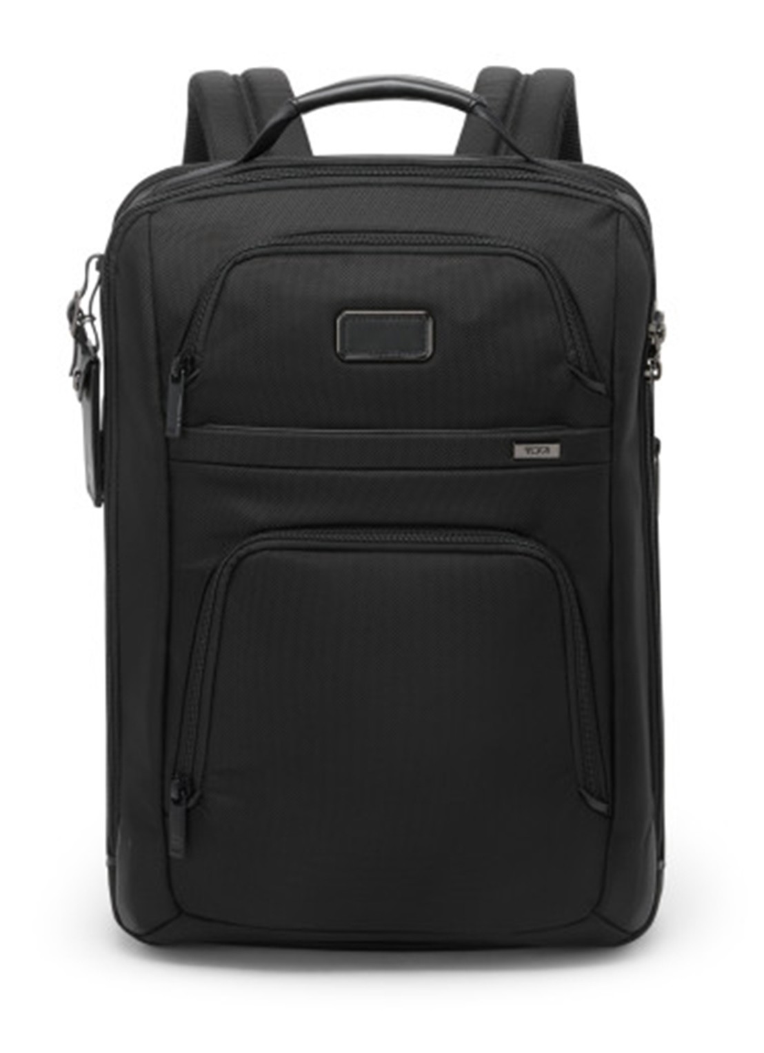 TUMI Alpha Large vergrootbare rugzak met 17 inch laptopvak - voorkant zwart
