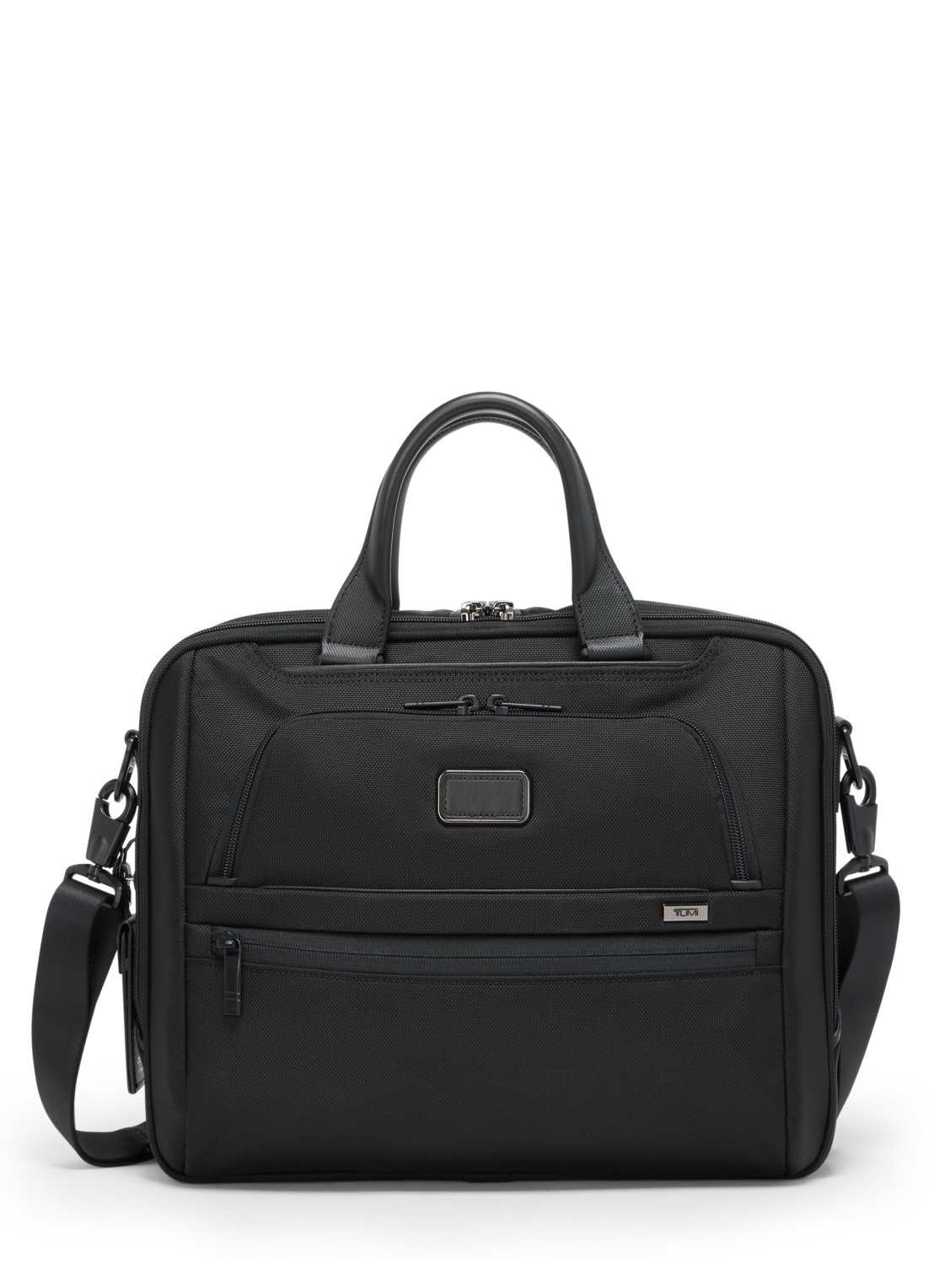 TUMI Alpha Medium businesstas met 15 inch laptopvak - voorkant 5 zwart