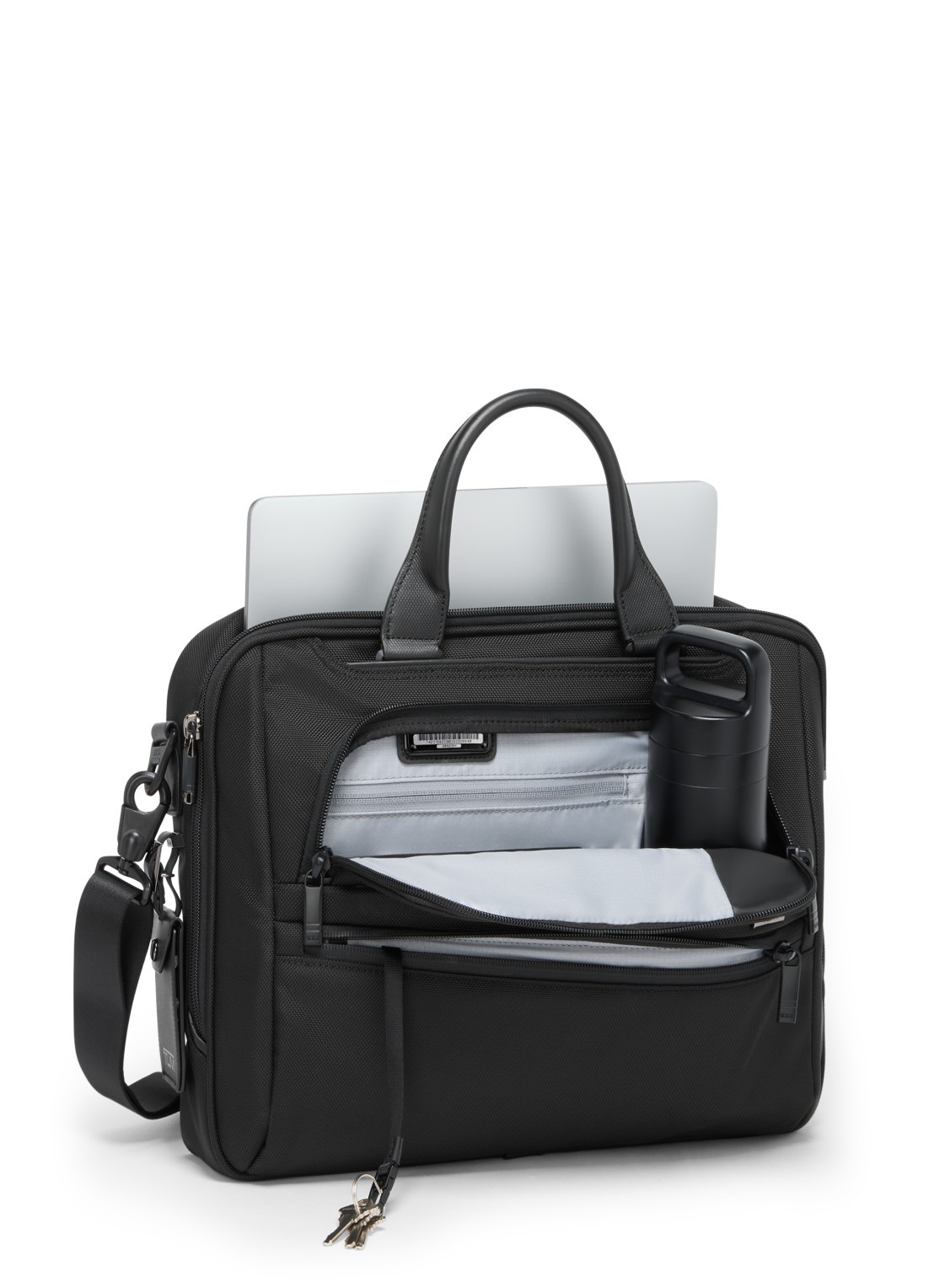 TUMI Alpha Medium businesstas met 15 inch laptopvak - voorkant 6 zwart