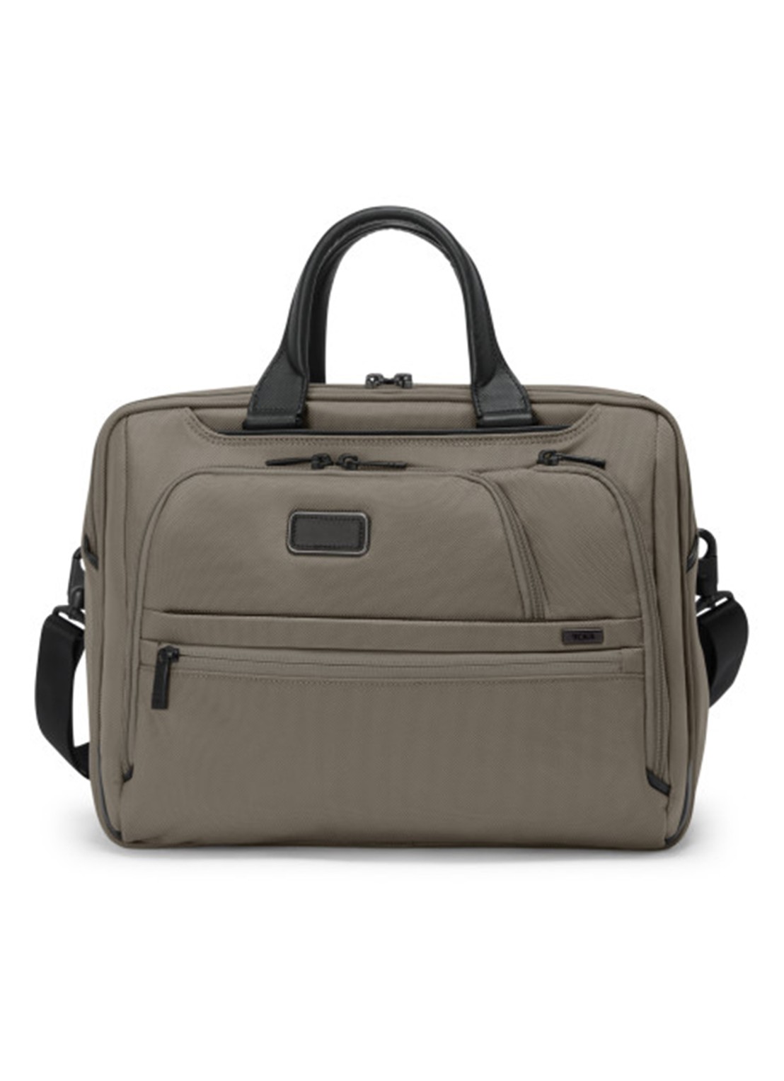 TUMI Alpha Medium businesstas met 15 inch laptopvak - voorkant grijs
