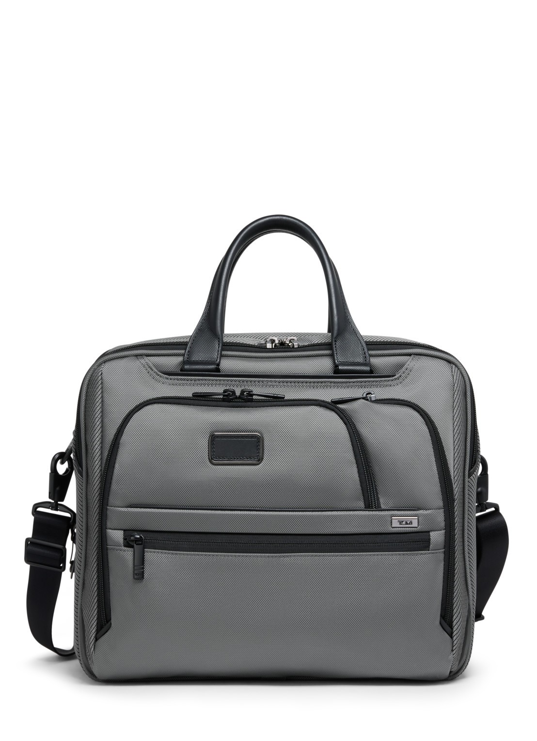 TUMI Alpha vergrootbare businesstas met 15 inch laptopvak - voorkant 6 grijs