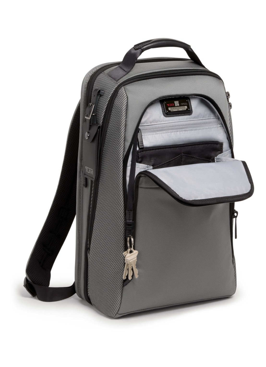 TUMI Alpha vergrootbare rugzak met 15 inch laptopvak - achterkant 6 grijs