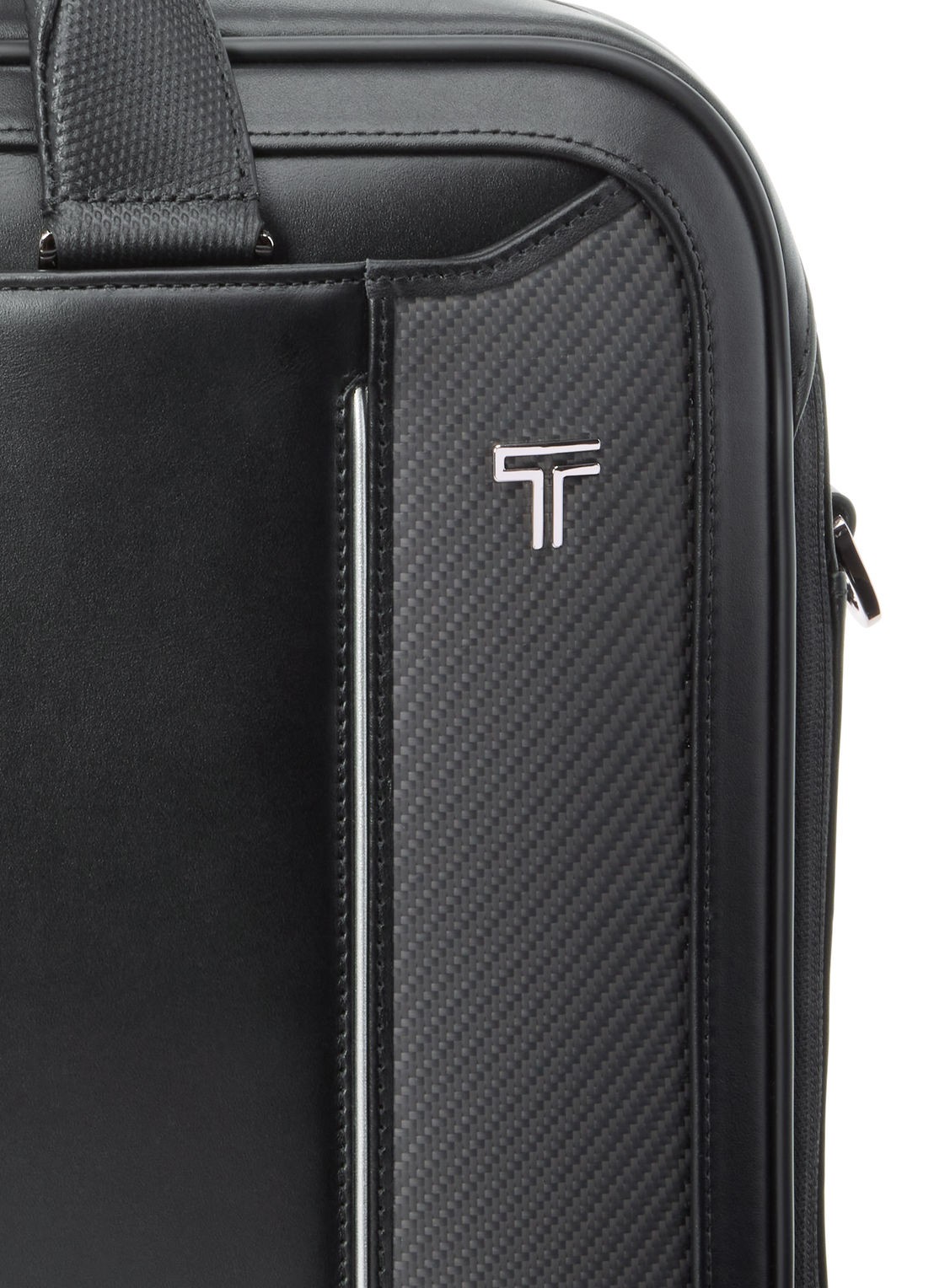 TUMI Arrive' Hannover businesstas van leer met 16 inch laptopvak - detail 2 zwart