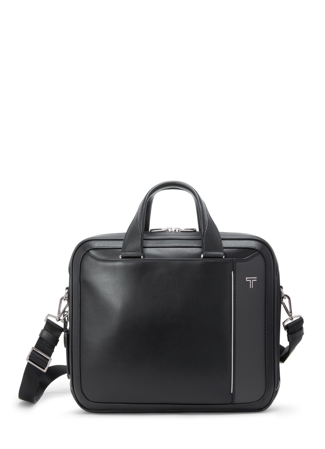 TUMI Arrive' Hannover businesstas van leer met 16 inch laptopvak - voorkant 4 zwart