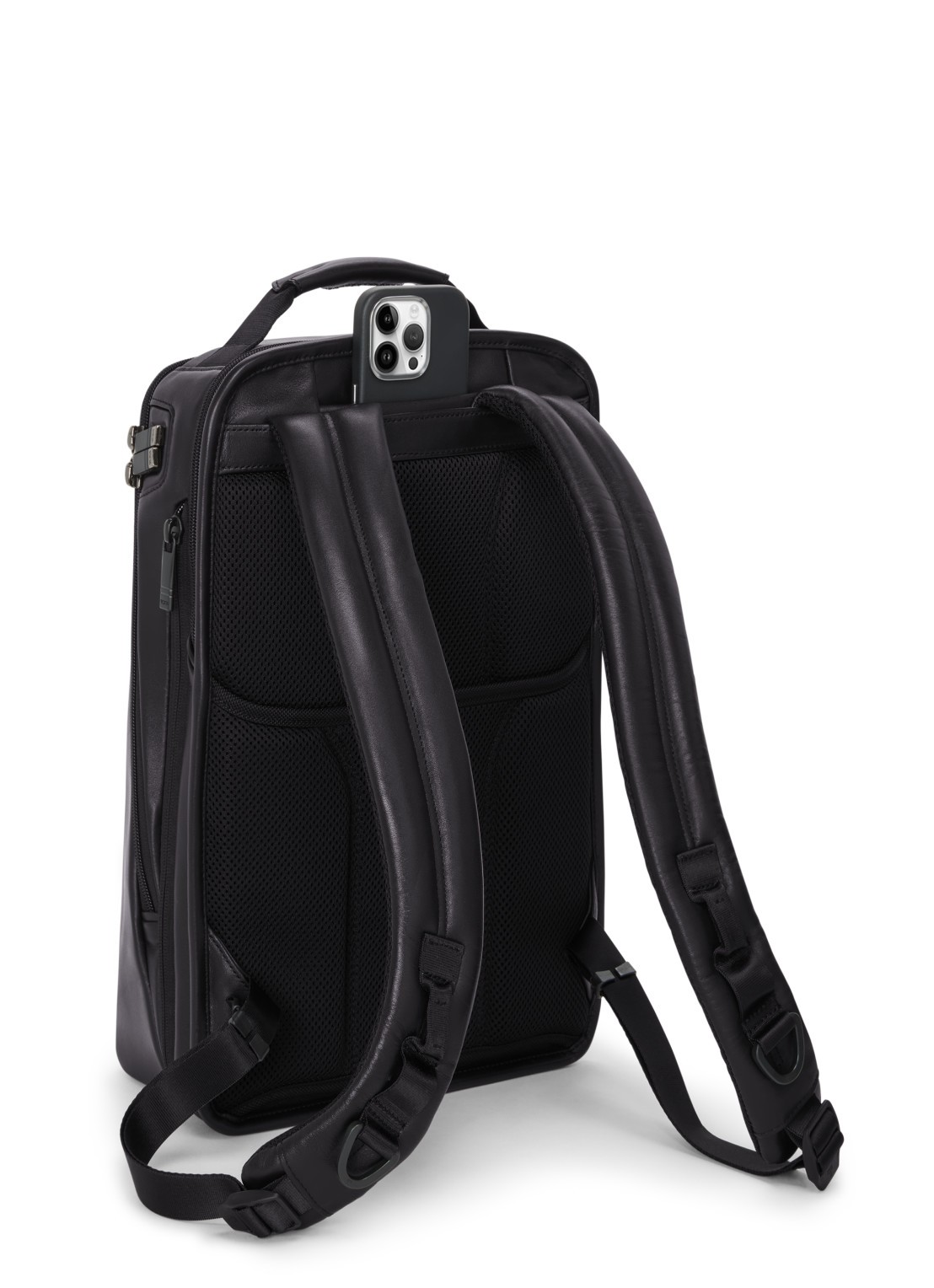 TUMI Businesstas van leer met 16 inch laptopvak - detail 2 zwart