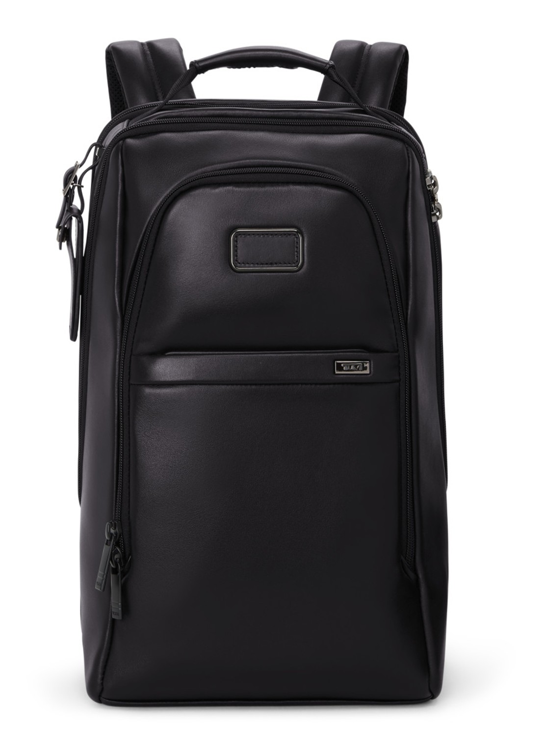 TUMI Businesstas van leer met 16 inch laptopvak - voorkant 7 zwart