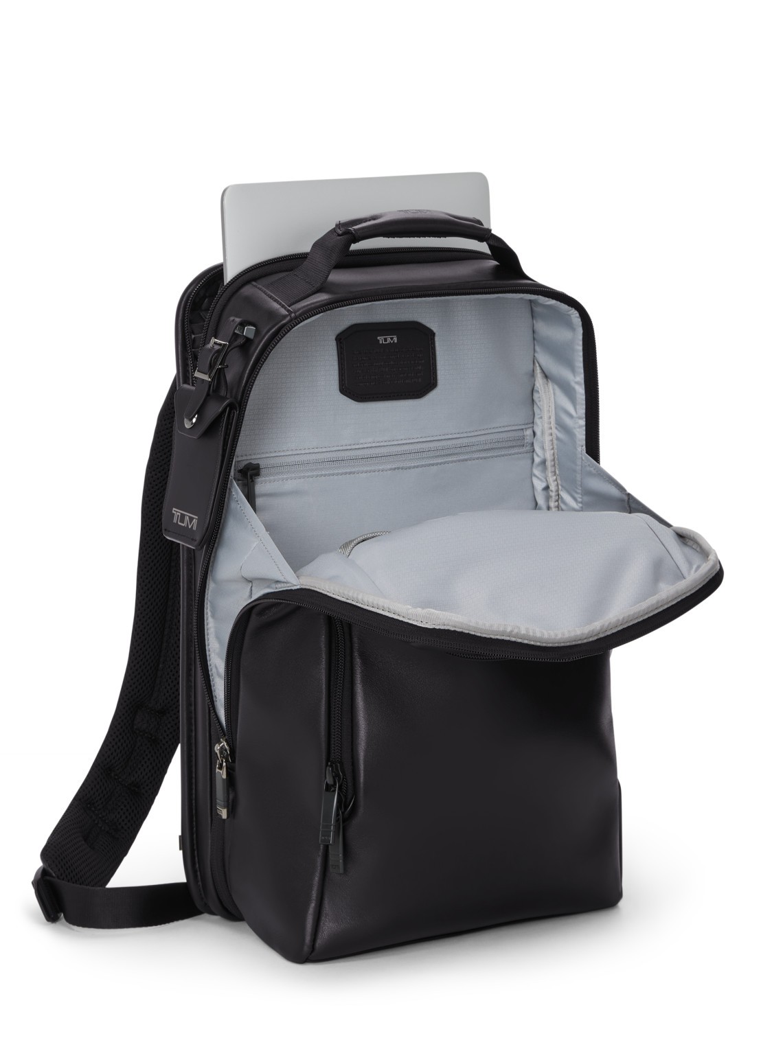 TUMI Businesstas van leer met 16 inch laptopvak - voorkant 8 zwart