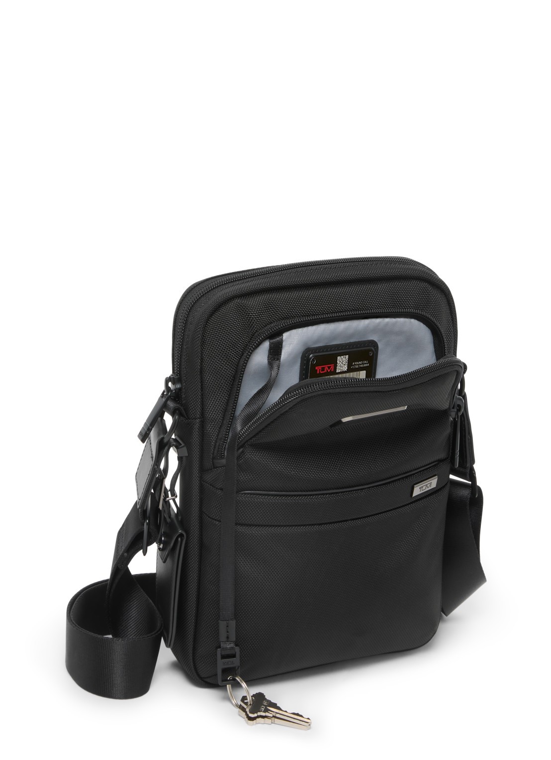 TUMI Crossbodytas met leren details - achterkant zwart