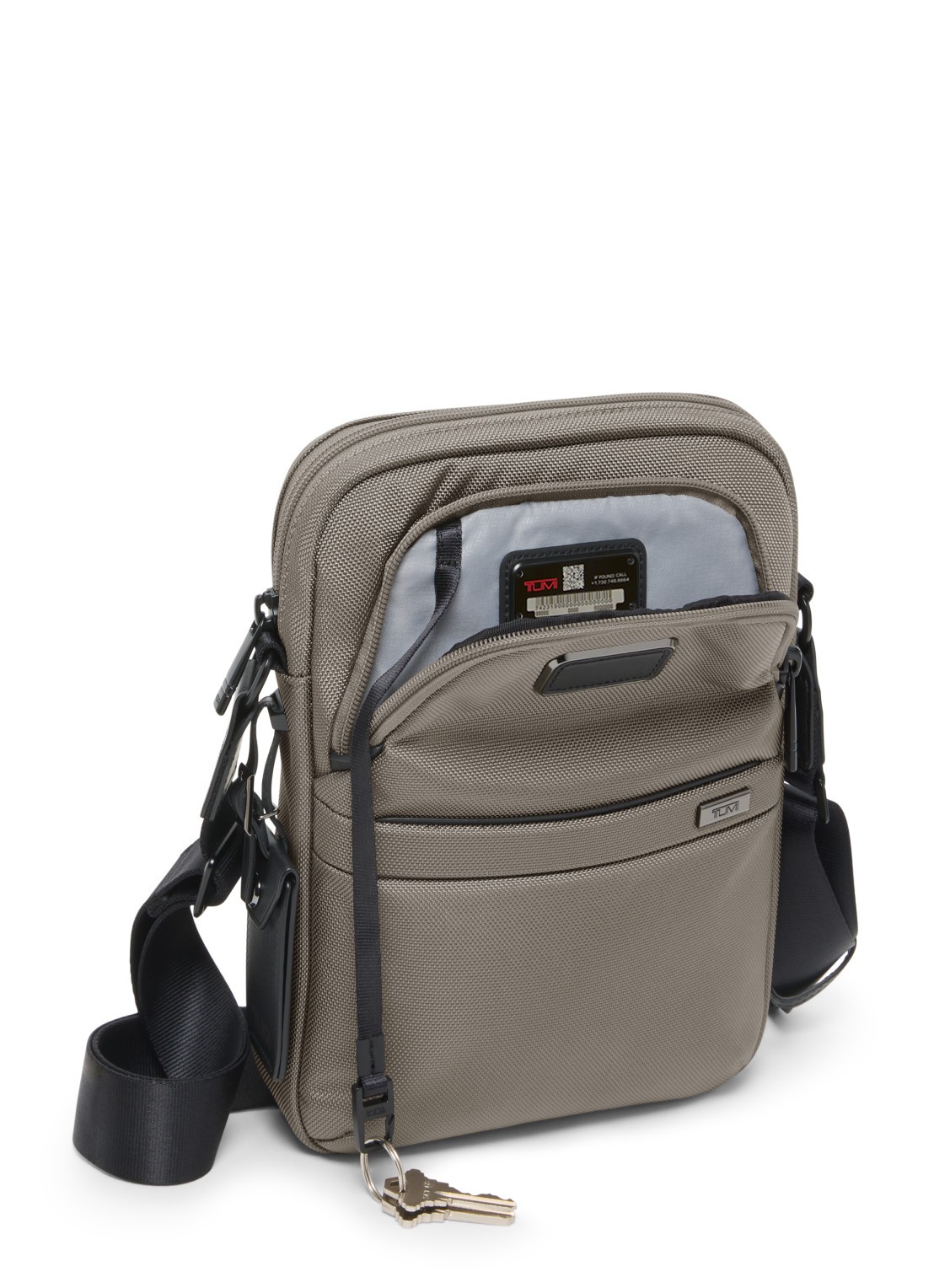 TUMI Crossbodytas met leren details - achterkant 4 grijs