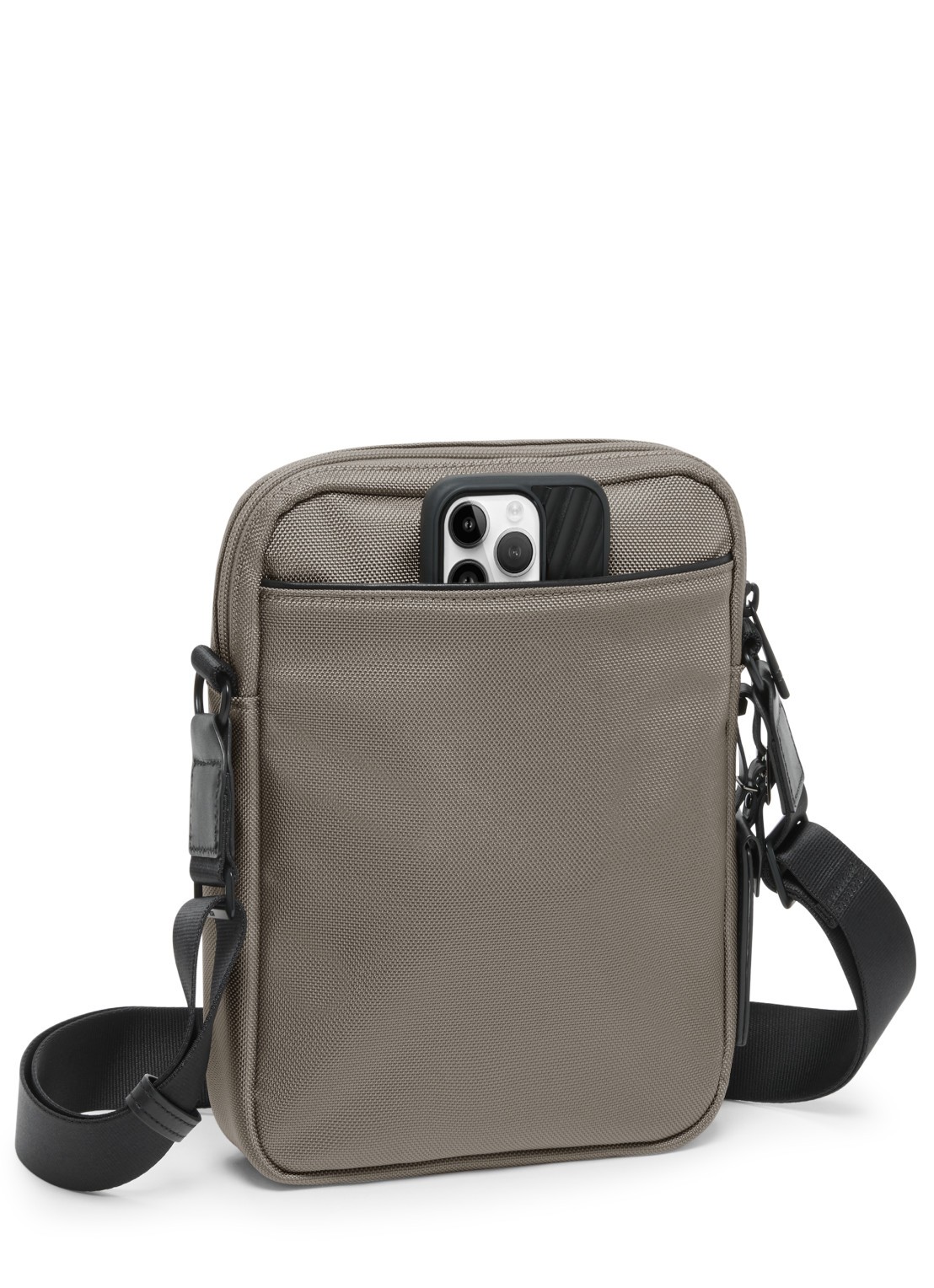 TUMI Crossbodytas met leren details - detail 3 grijs
