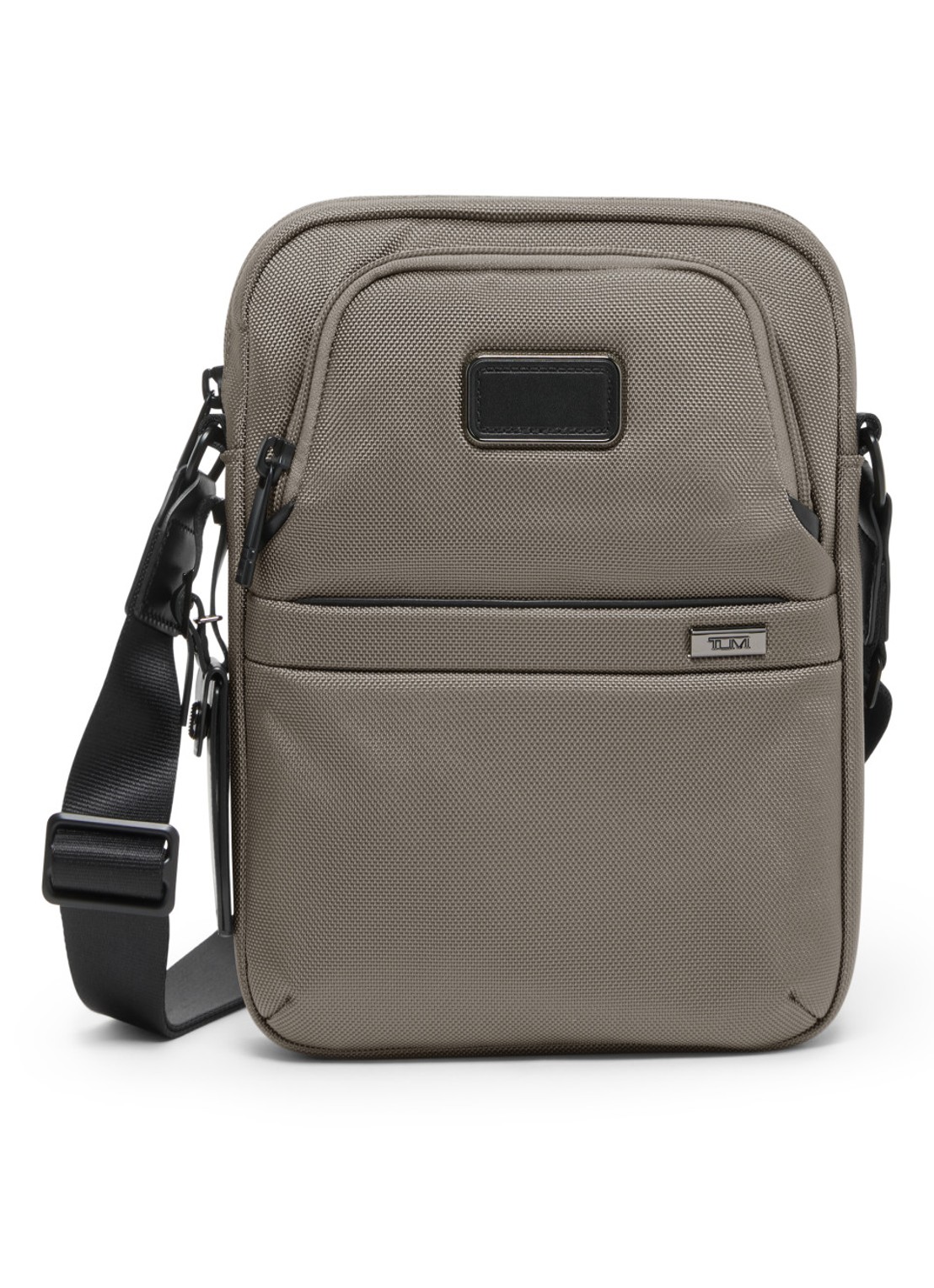 TUMI Crossbodytas met leren details - voorkant grijs