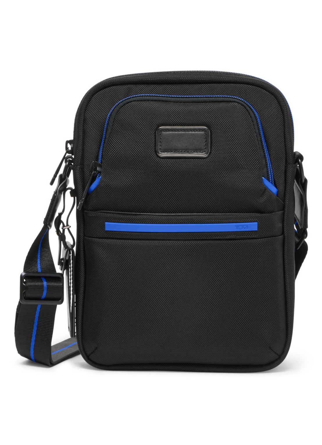 TUMI Crossbodytas met leren details - voorkant zwart