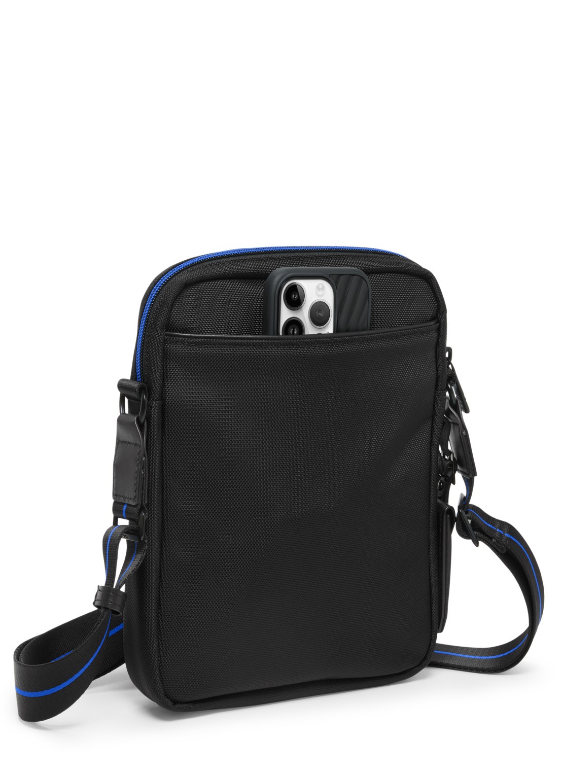 TUMI Crossbodytas met leren details - voorkant 2 zwart