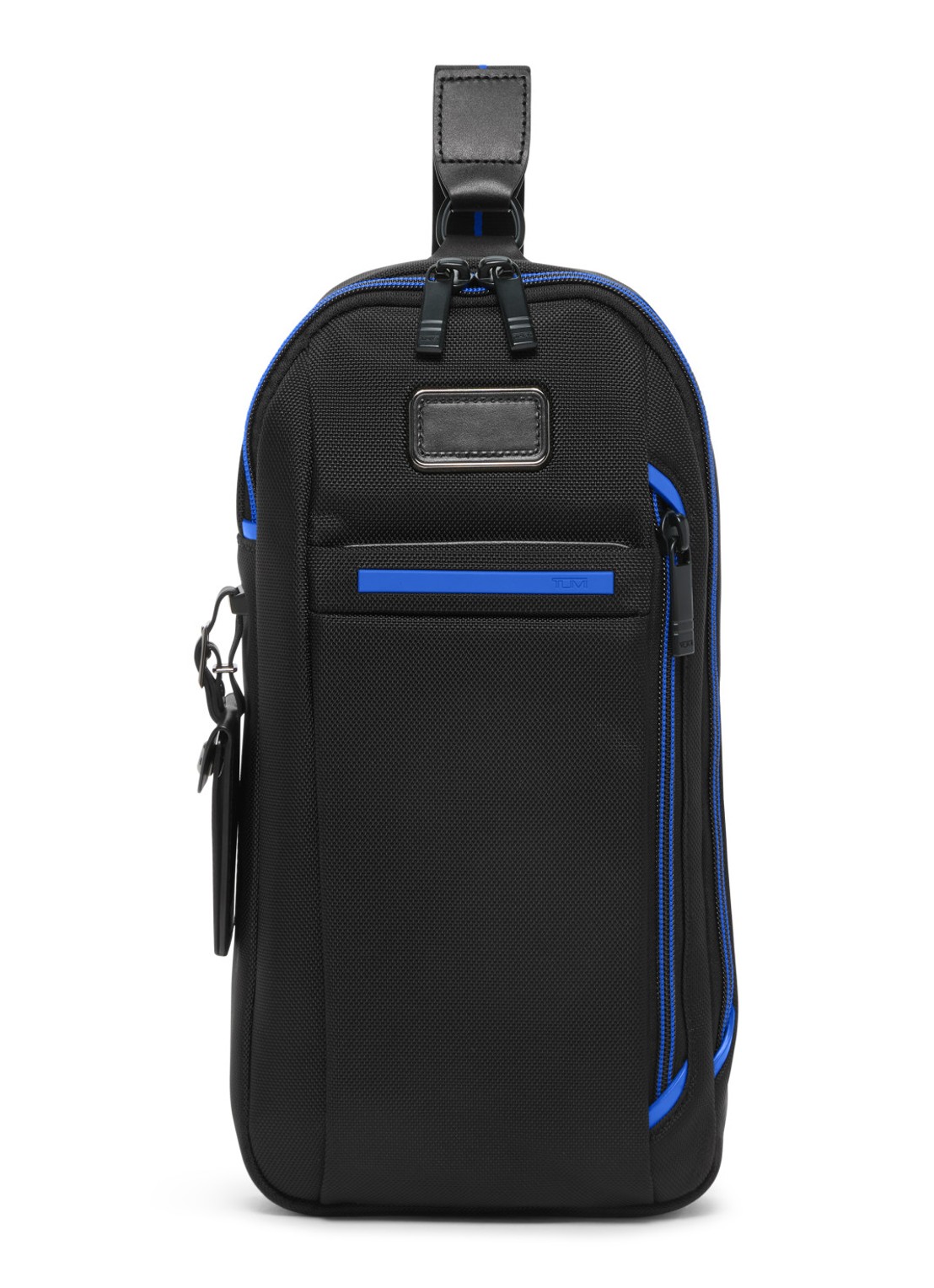TUMI Crossbodytas met leren details - voorkant zwart
