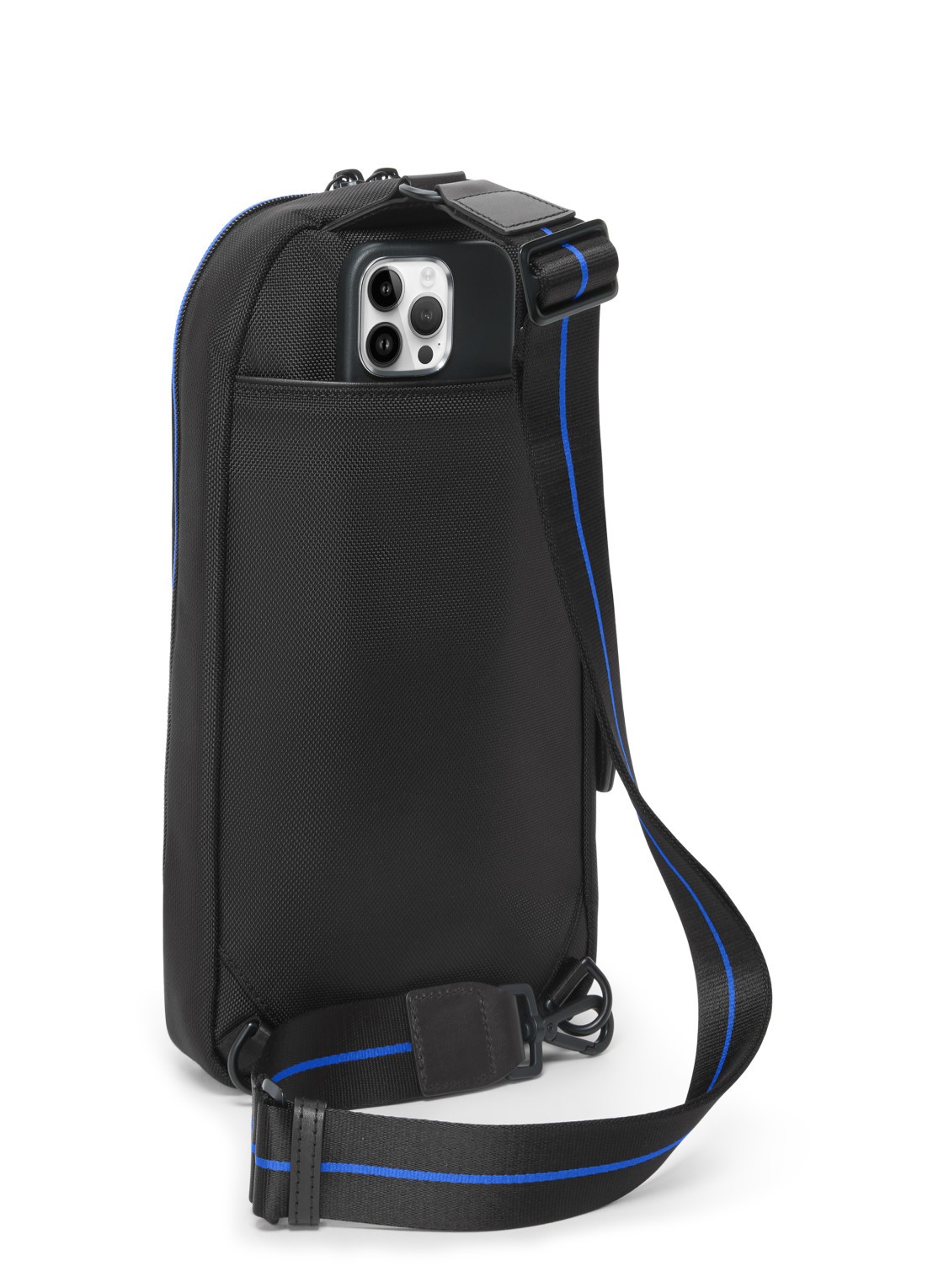 TUMI Crossbodytas met leren details - voorkant 2 zwart