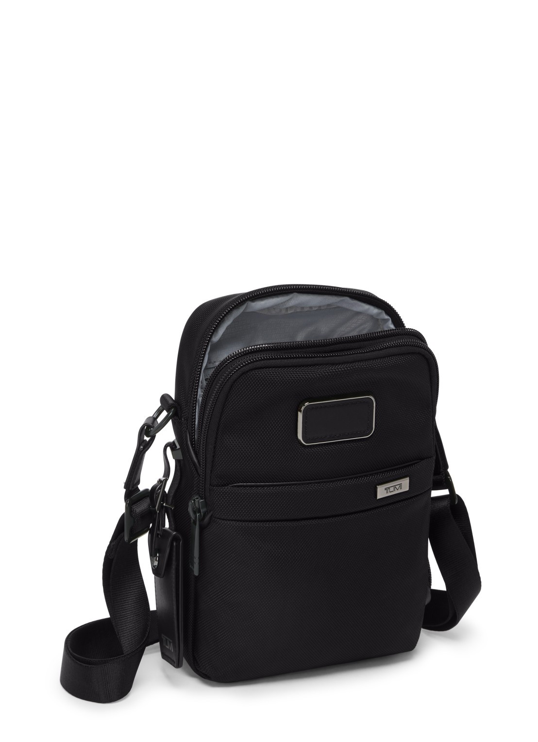 TUMI Crossbodytas met leren details - achterkant 3 zwart