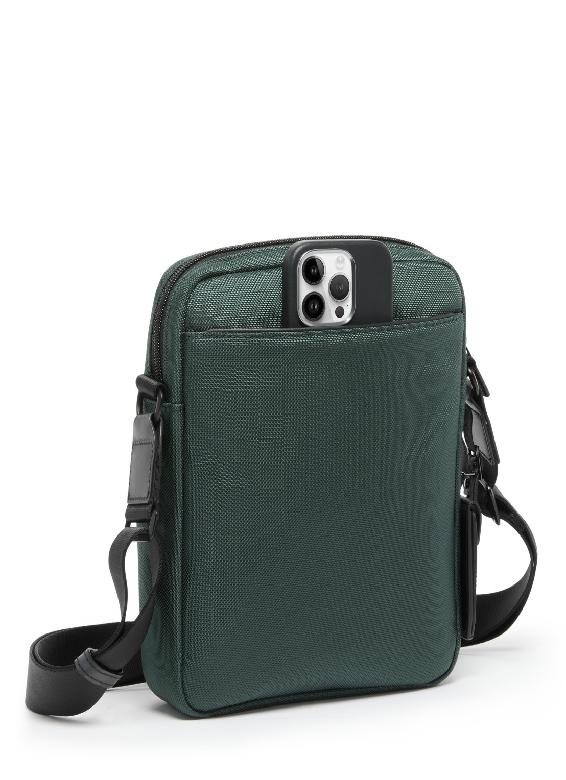 TUMI Crossbodytas met leren details - detail 2 donkergroen