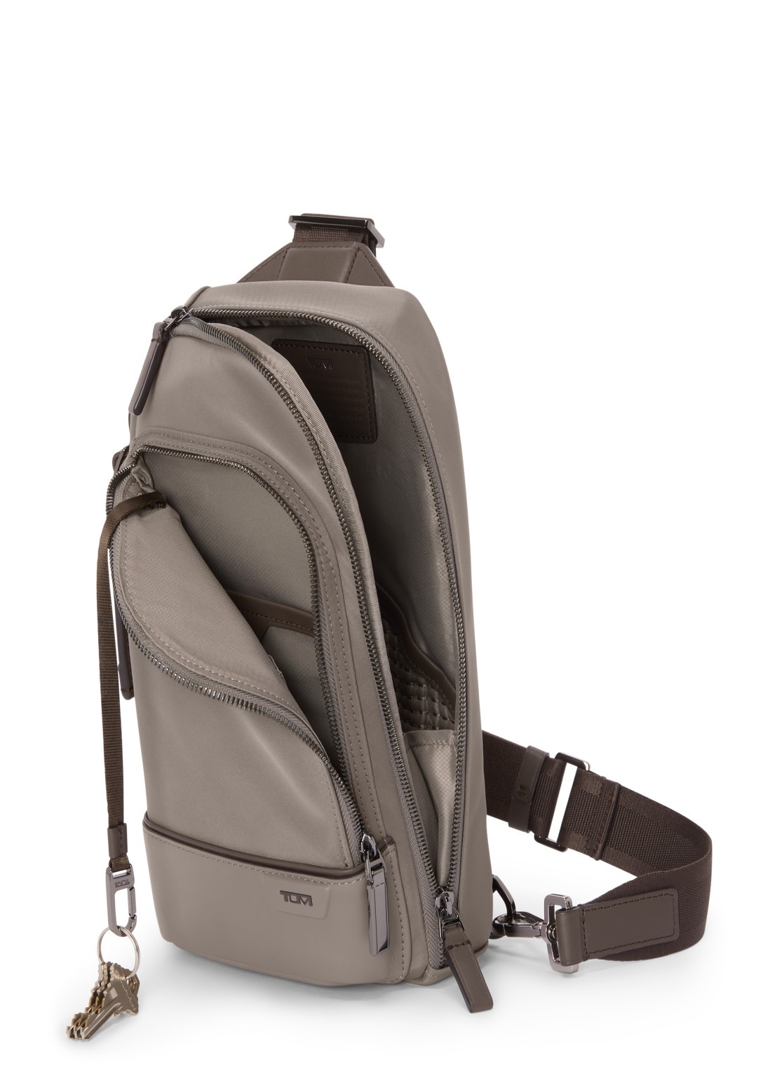 TUMI Gregory crossbodytas met leren details - achterkant 4 taupe