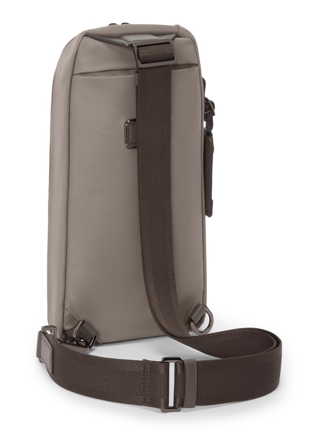 TUMI Gregory crossbodytas met leren details - detail taupe