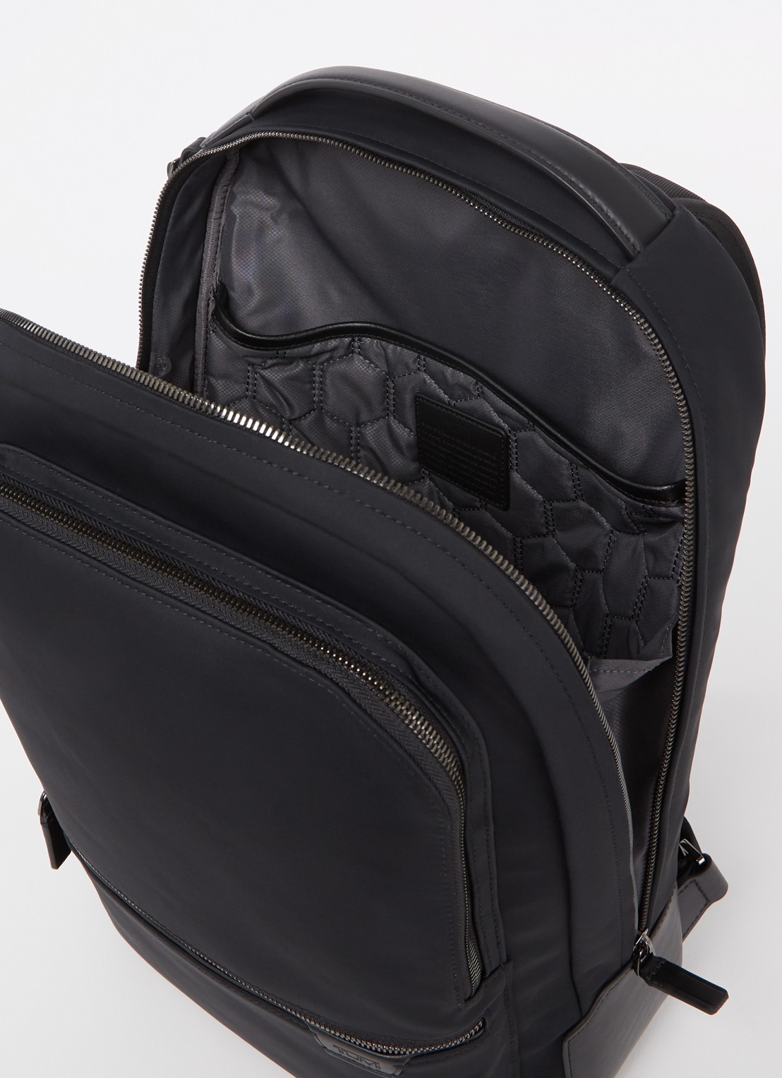 TUMI Harrison Bradner rugzak met leren details en 14 inch laptopvak - detail 3 zwart