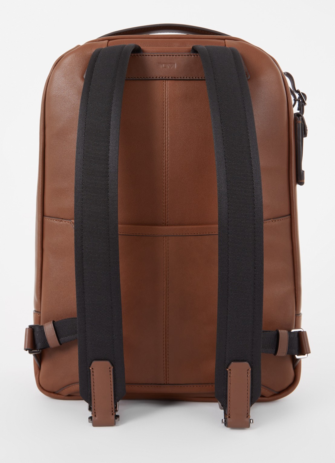 TUMI Harrison Bradner rugzak van leer met 14 inch laptopvak - achterkant 3 cognac