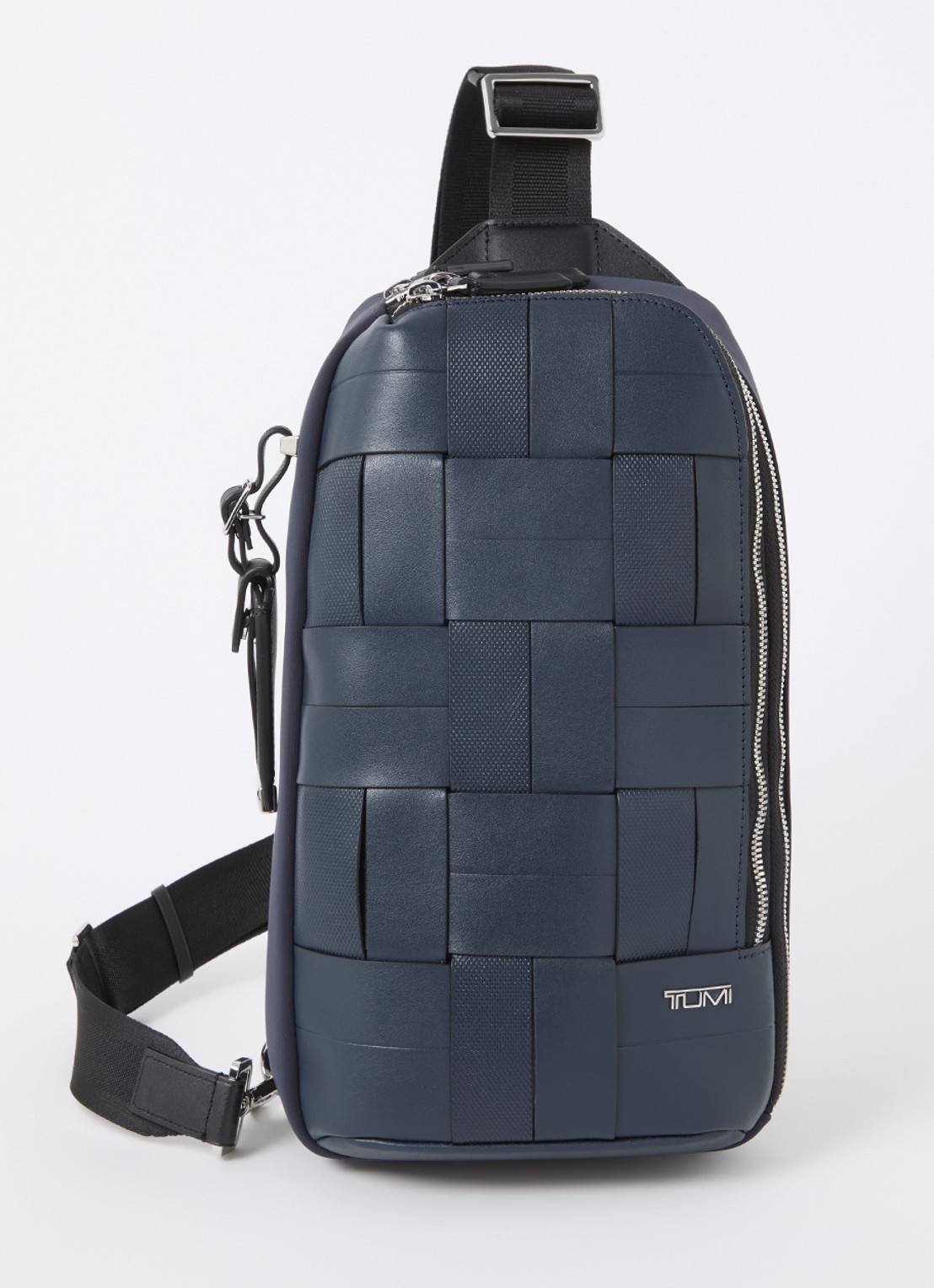TUMI Harrison Gregory crossbodytas met leren details - voorkant donkerblauw