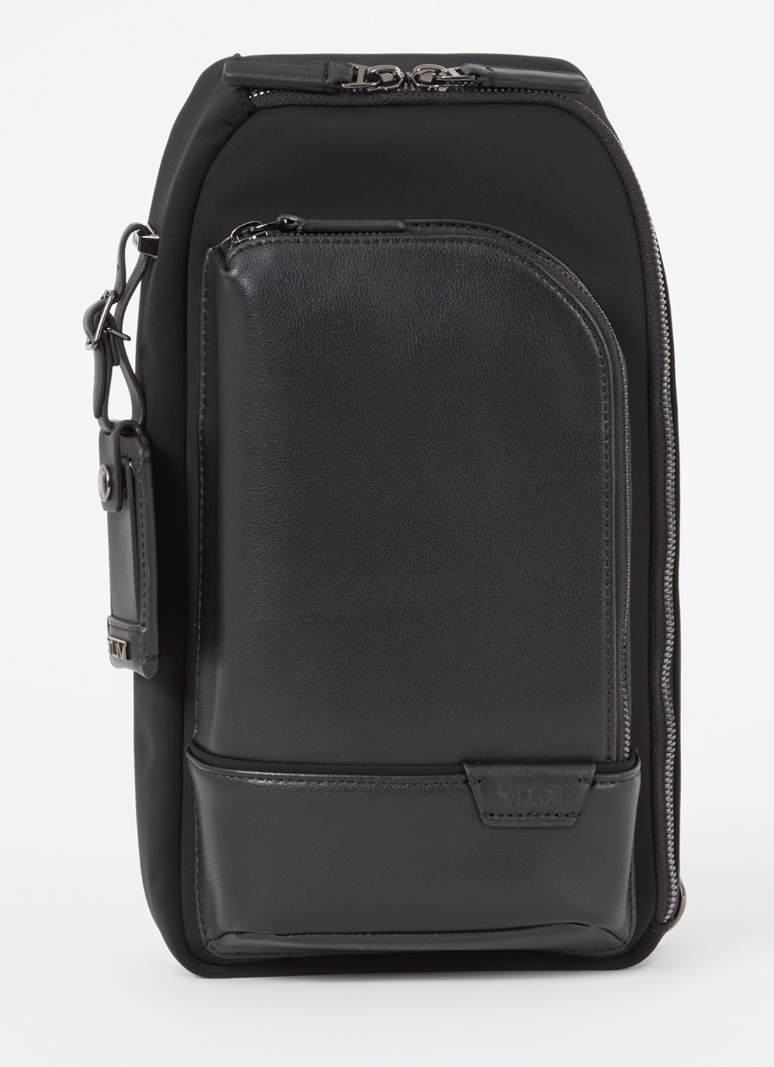 TUMI Harrison Gregory Sling crossbodytas met leren details - voorkant 2 zwart