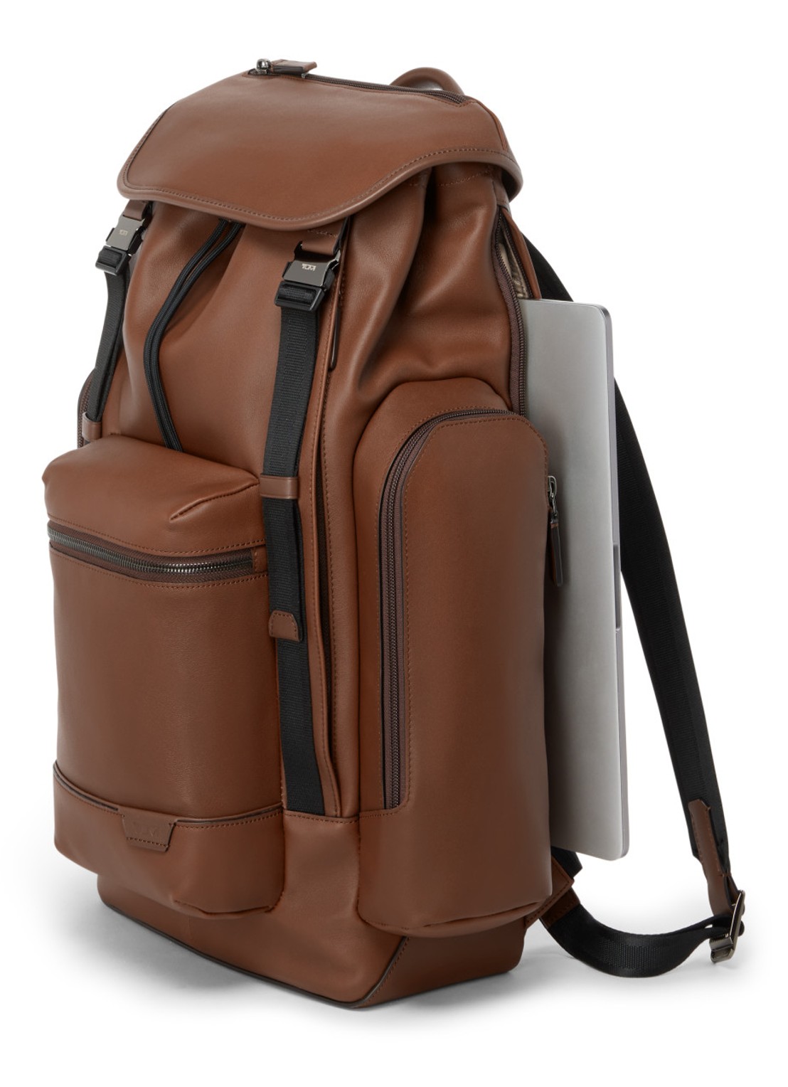 TUMI Harrison Griffen rugzak van leer - achterkant 6 cognac
