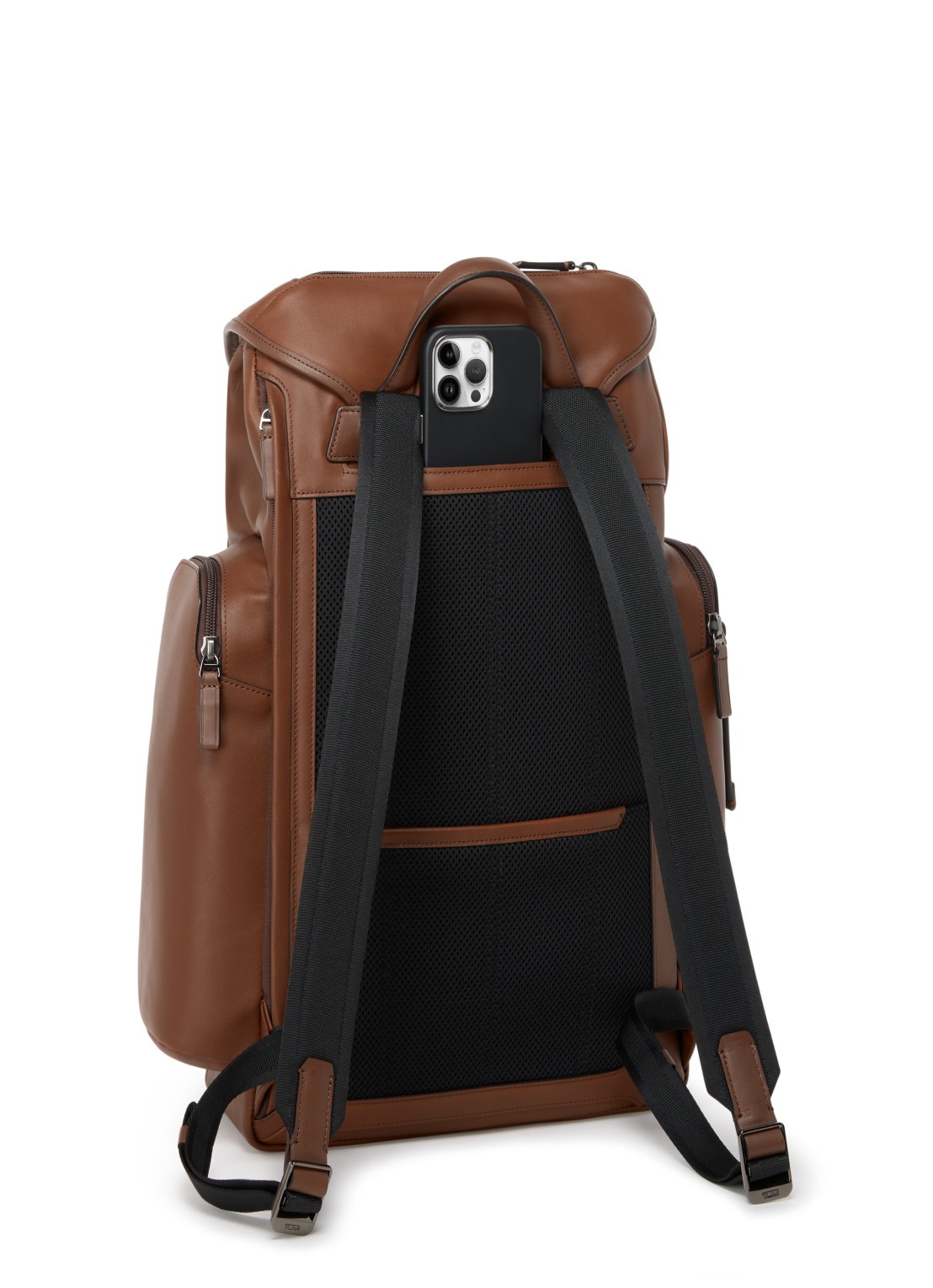 TUMI Harrison Griffen rugzak van leer - detail 4 cognac