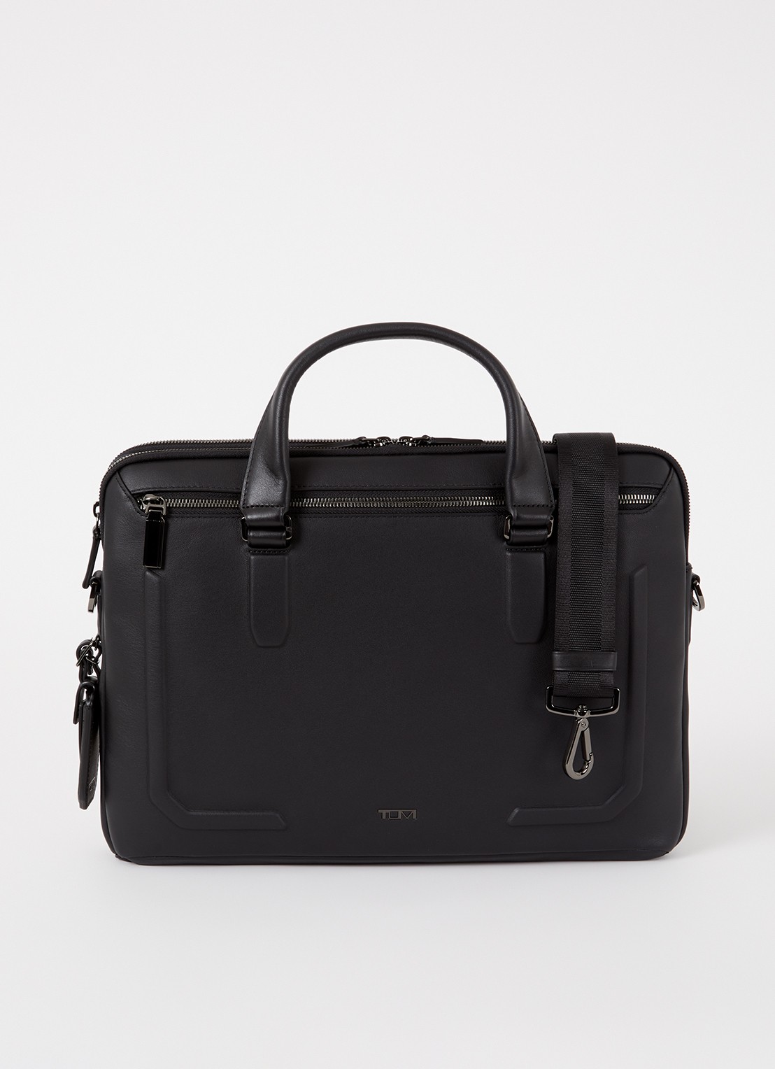 TUMI Harrison Sycamore Slim laptoptas van leer met 14 inch laptopvak - voorkant 3 zwart