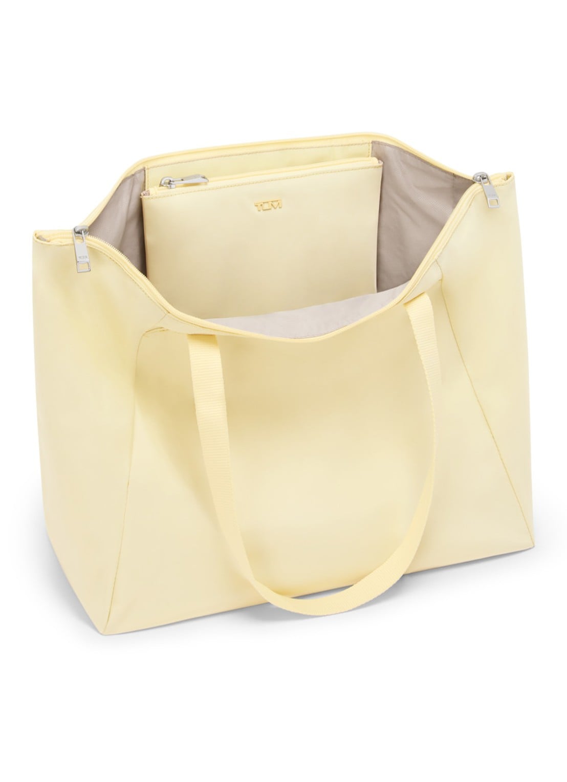 TUMI Just In Case Medium schoudertas met uitneembaar etui - voorkant 6 geel